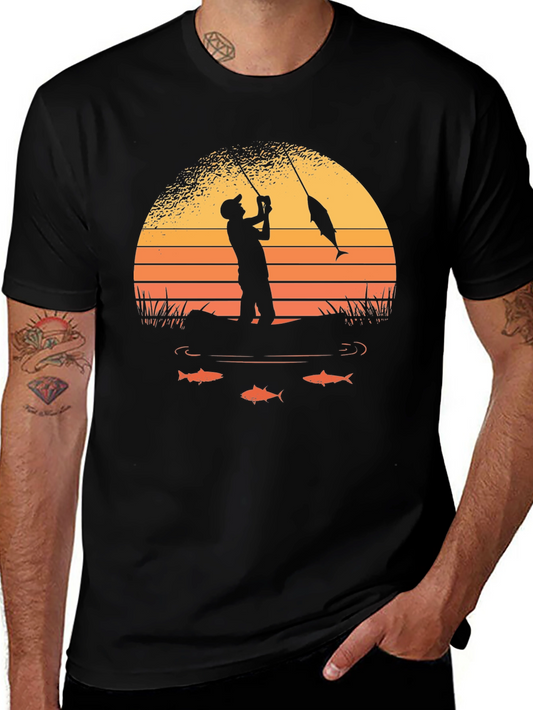 Fishing Sunset Graphic Tee