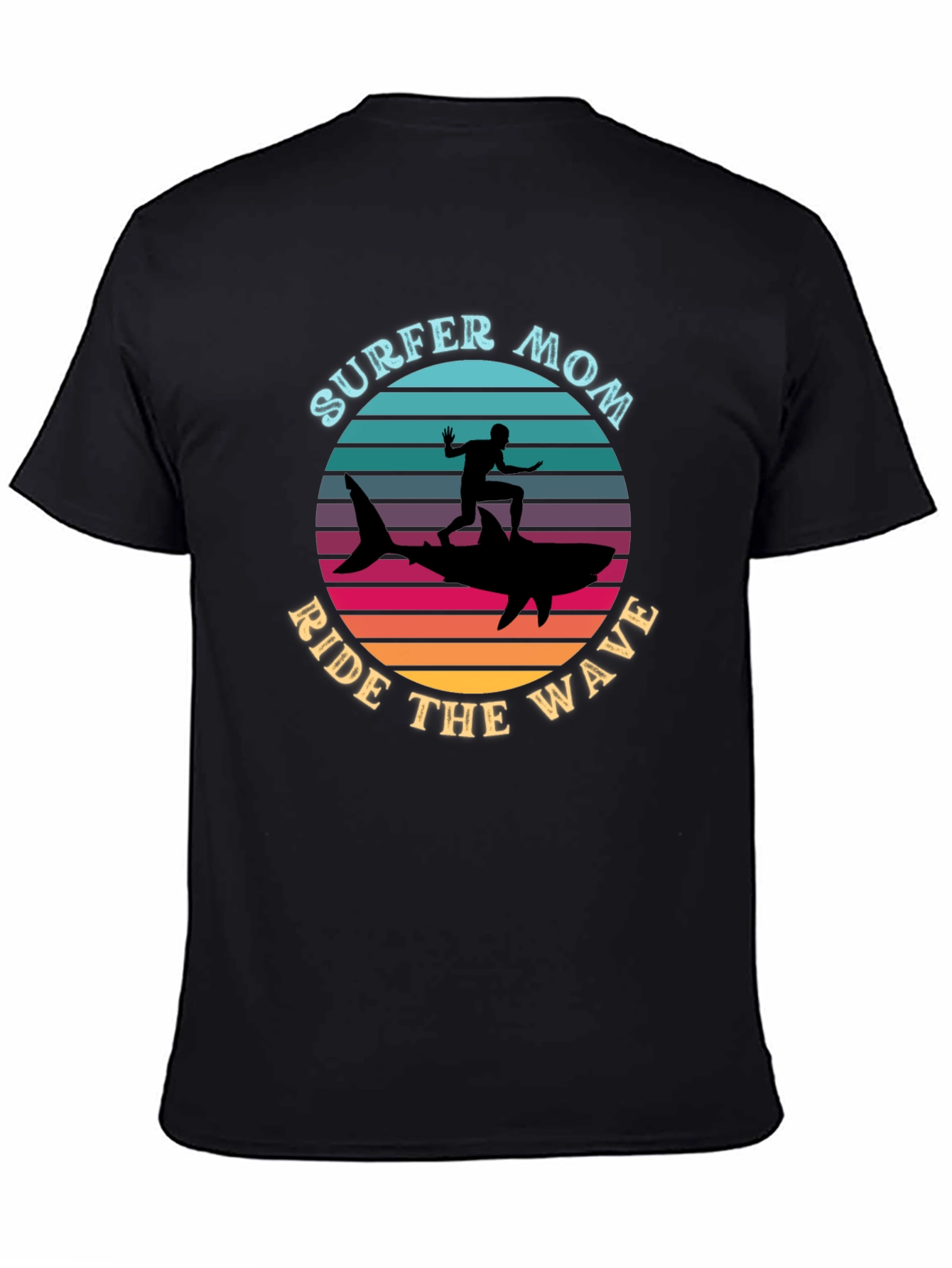 Surfer Mom Ride the Wave Graphic T-Shirt
