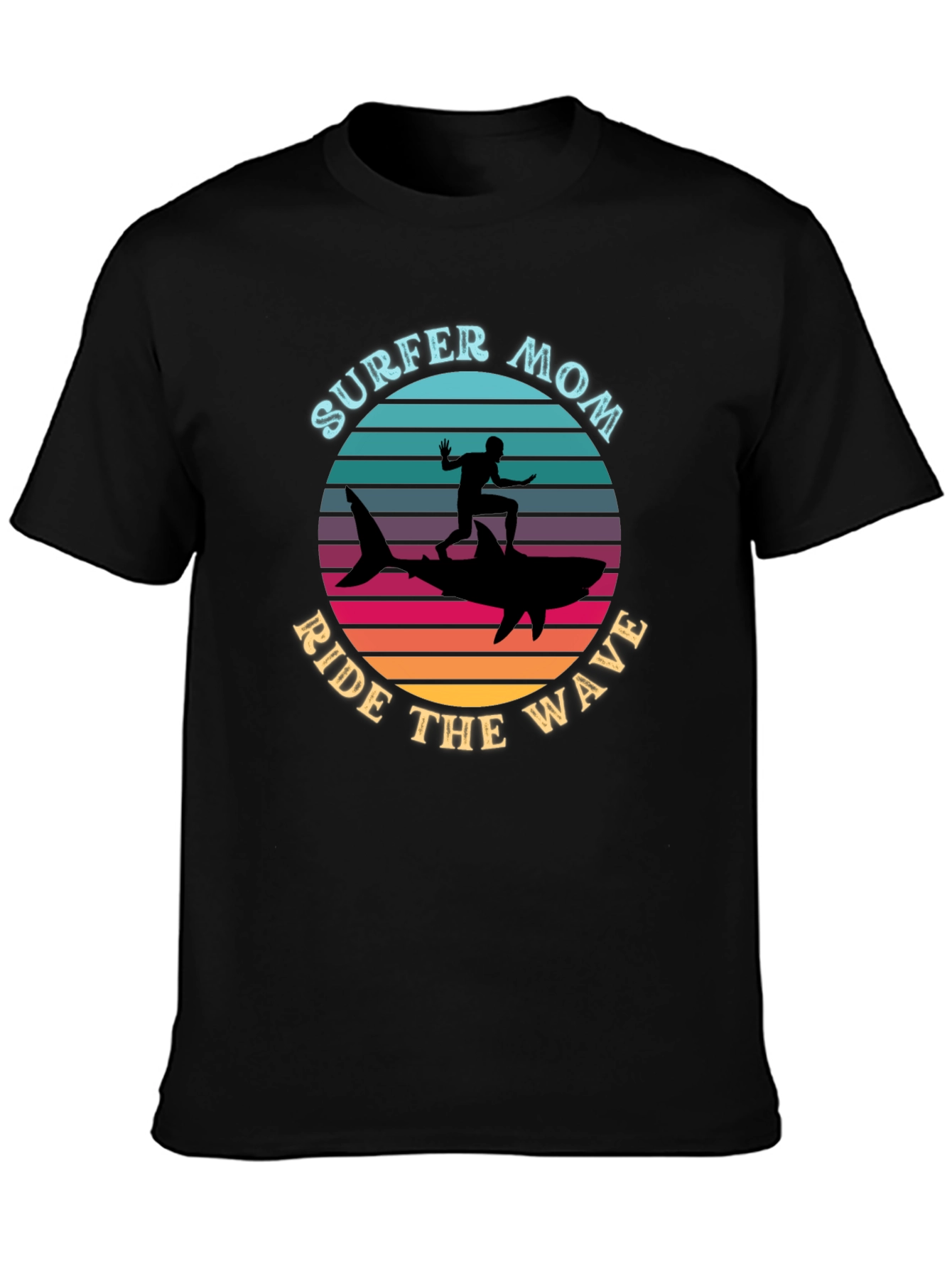 Surfer Mom Ride the Wave Graphic T-Shirt