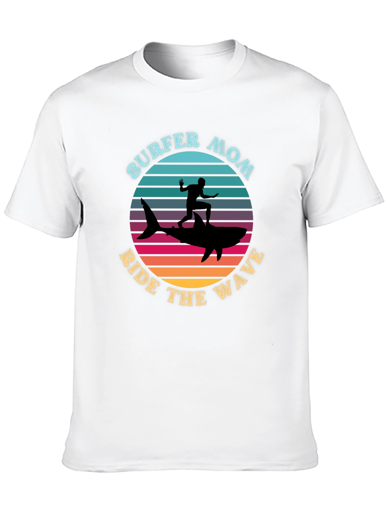 Surfer Mom Ride the Wave Graphic T-Shirt