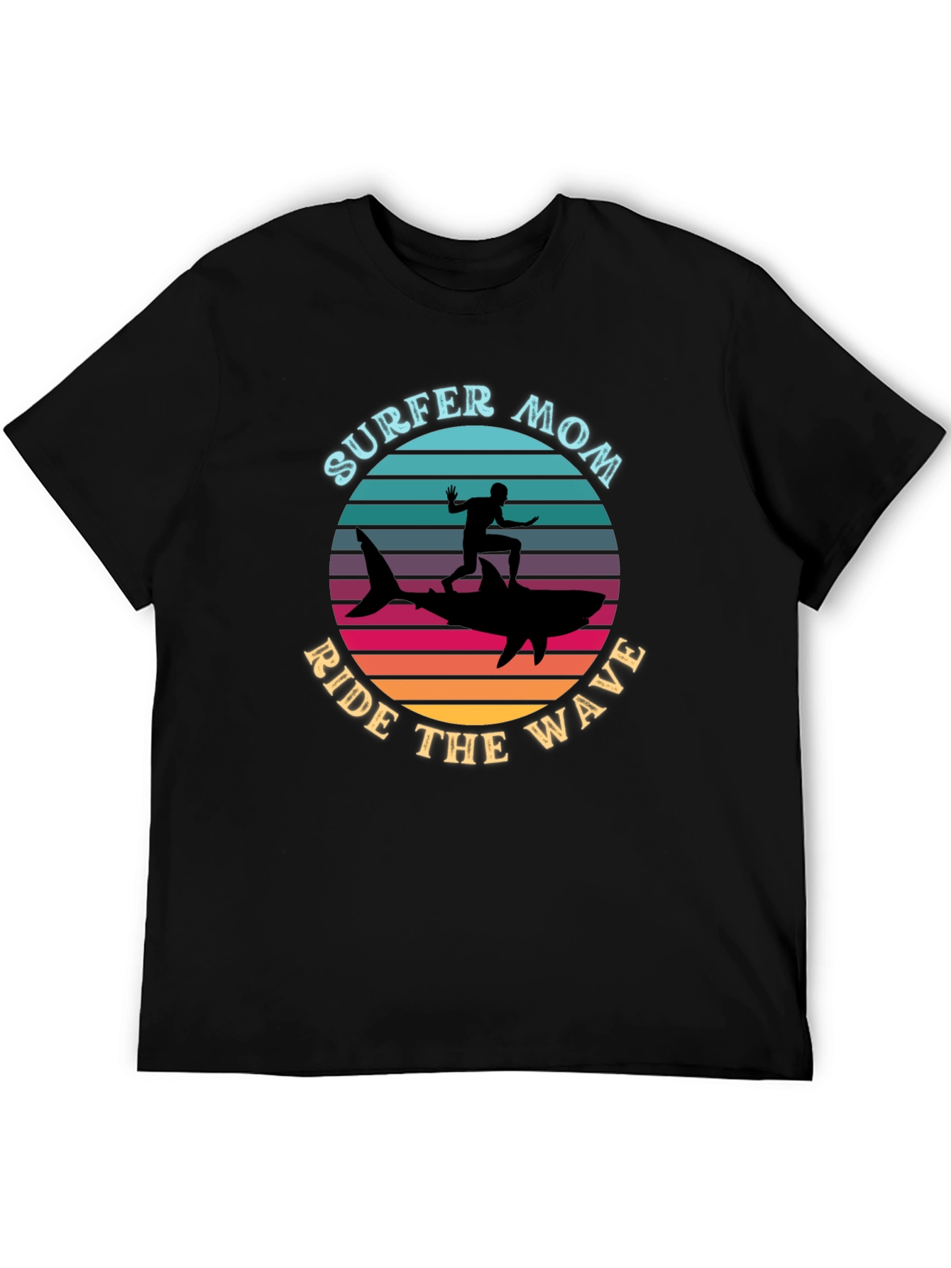 Surfer Mom Ride the Wave Graphic T-Shirt