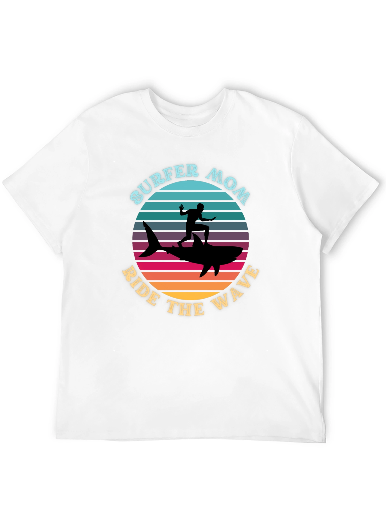 Surfer Mom Ride the Wave Graphic T-Shirt