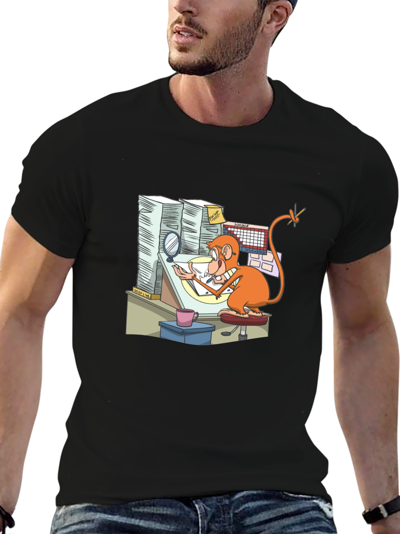 Cartoon Monkey T-Shirt - Creative Office Design