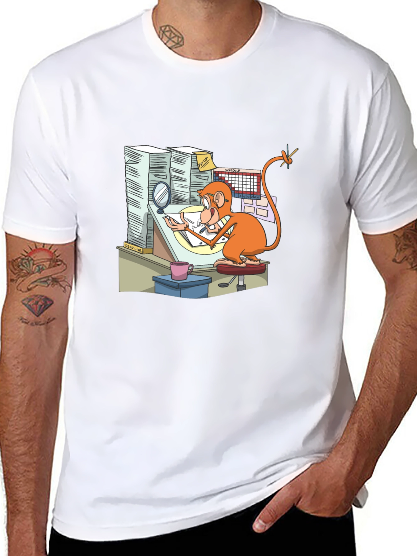 Cartoon Monkey T-Shirt - Creative Office Design