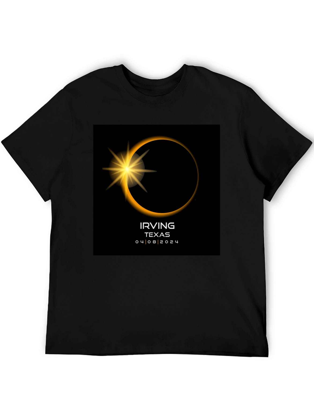 Irving Texas Eclipse 2024 Black T-Shirt