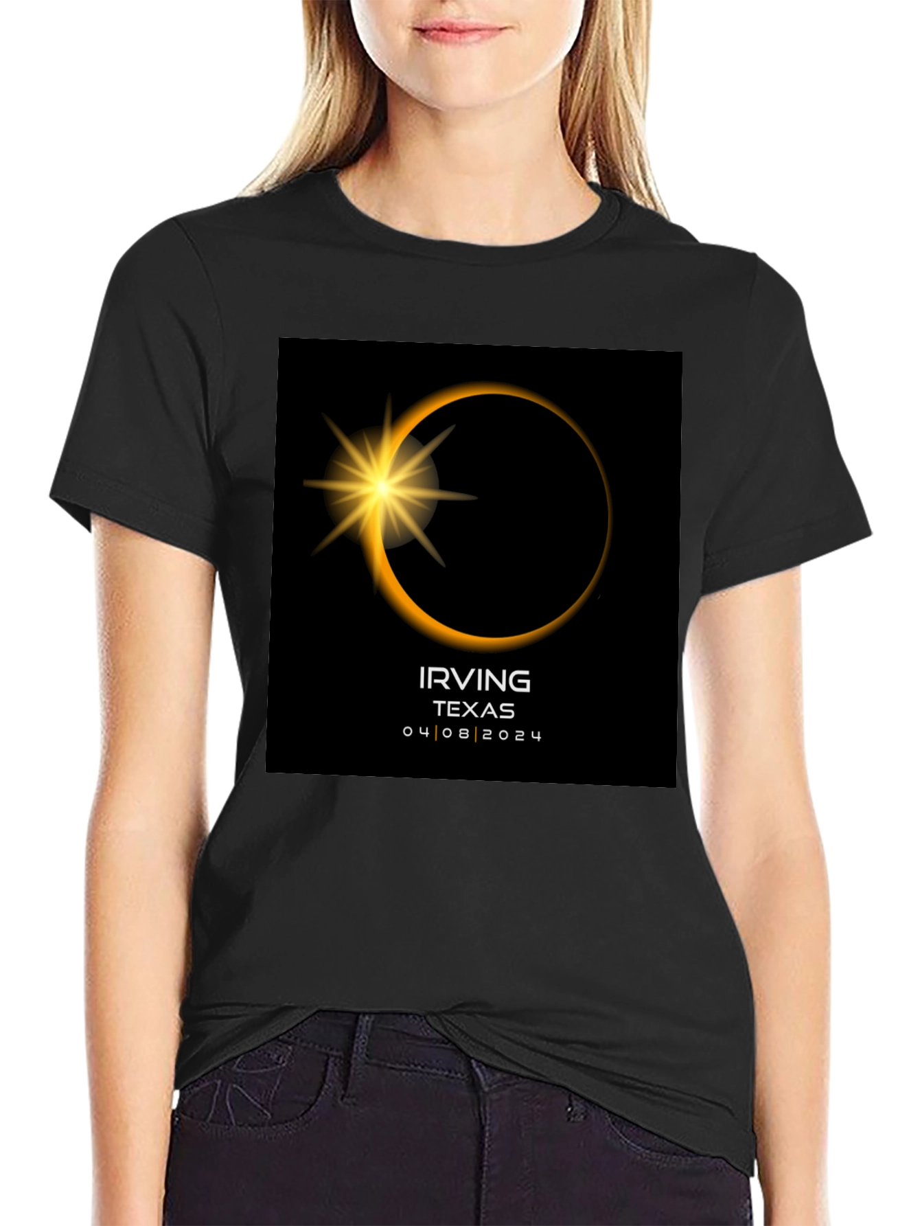 Irving Texas Eclipse 2024 Black T-Shirt