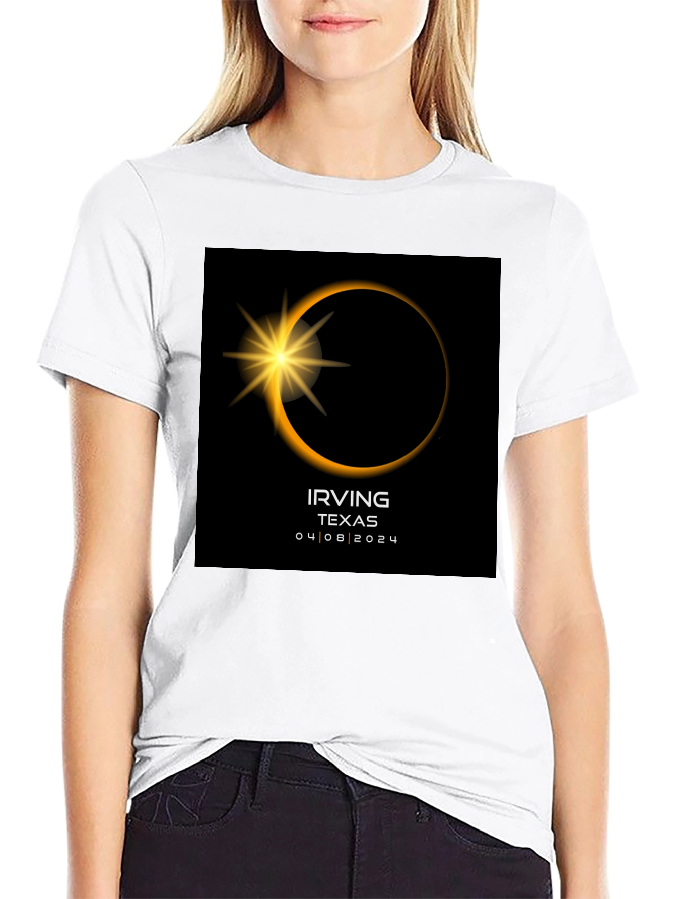 Irving Texas Eclipse 2024 Black T-Shirt