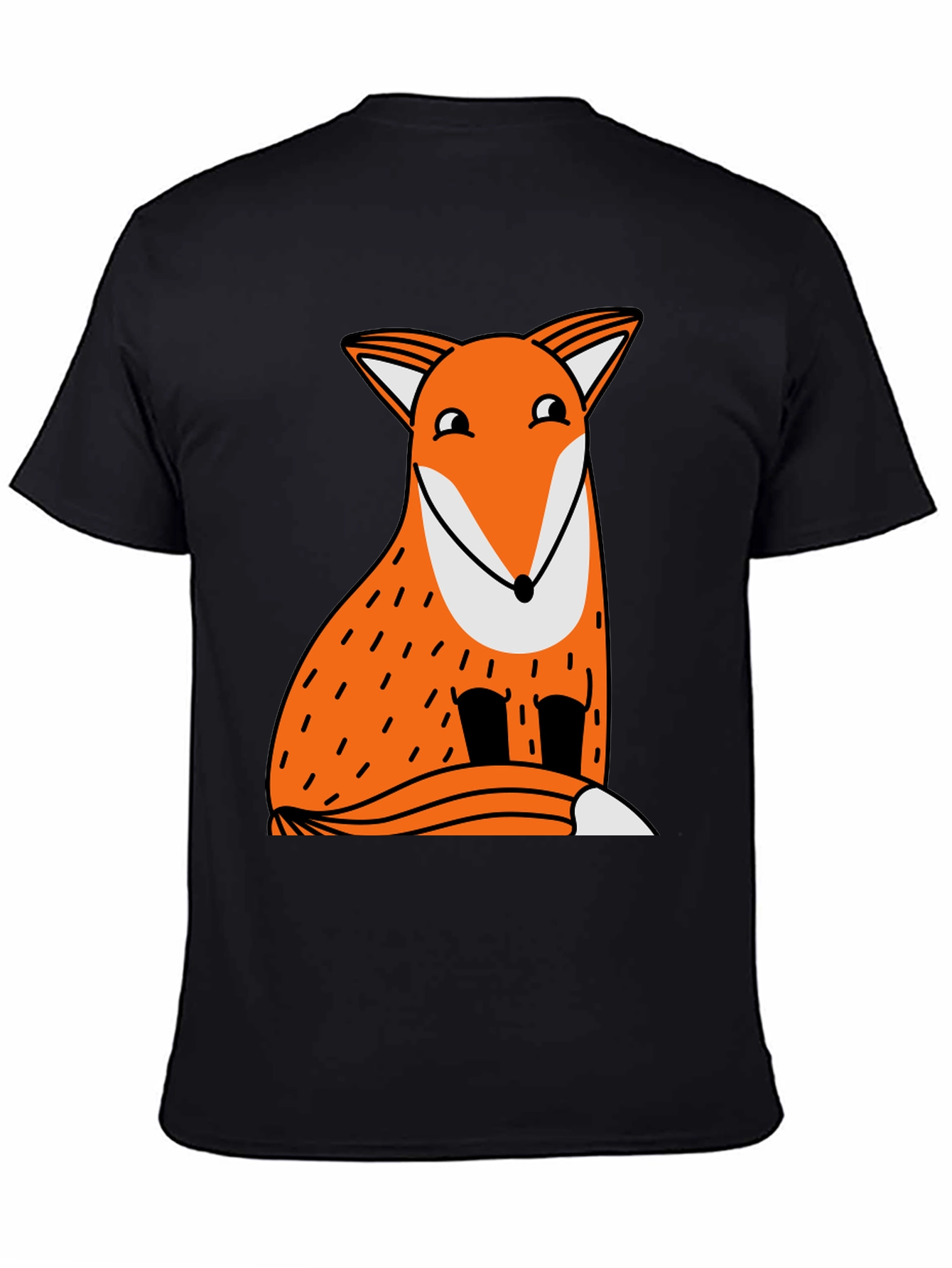 Funny Fox Graphic Tee - Black Cotton T-Shirt
