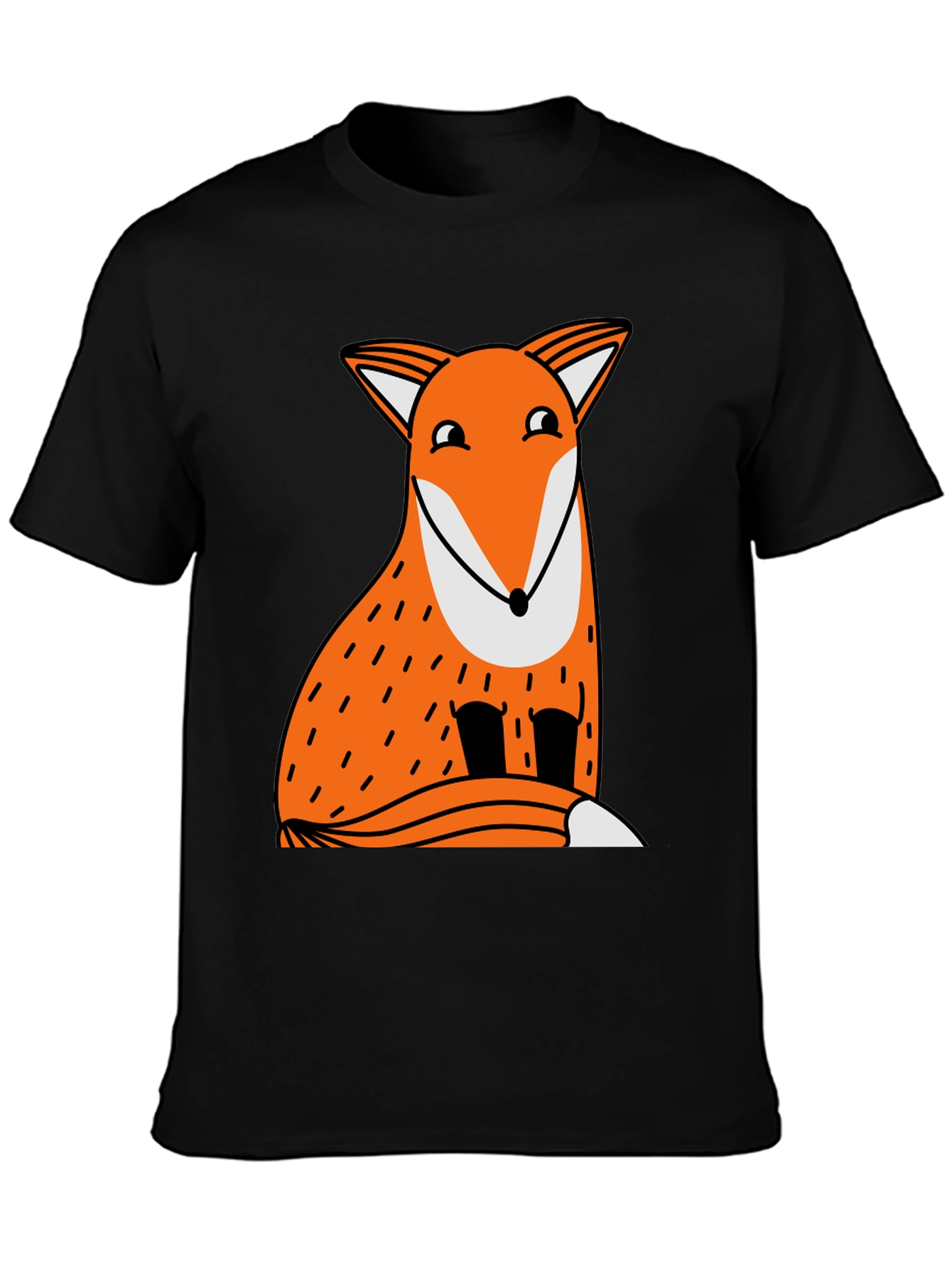 Funny Fox Graphic Tee - Black Cotton T-Shirt