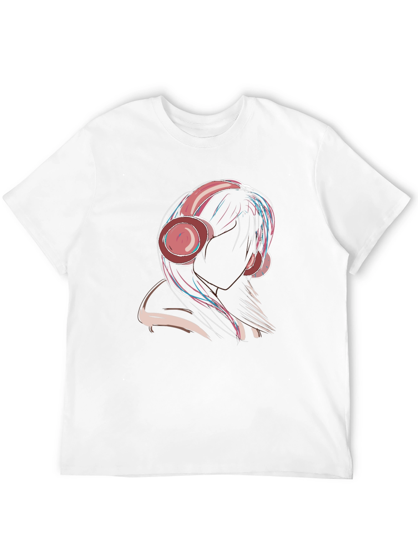 Headphone Girl Graphic Tee - Stylish Black T-Shirt