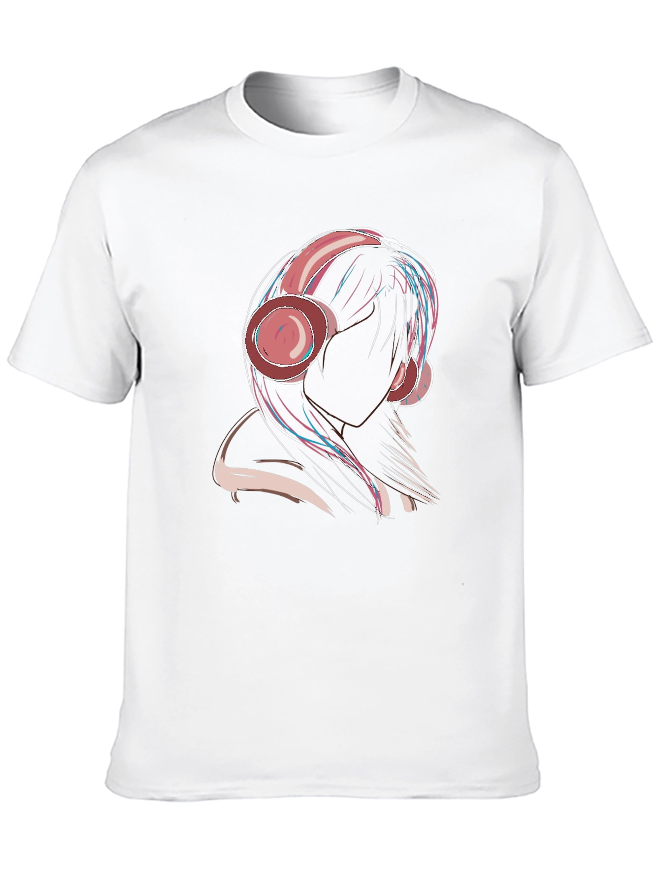 Headphone Girl Graphic Tee - Stylish Black T-Shirt