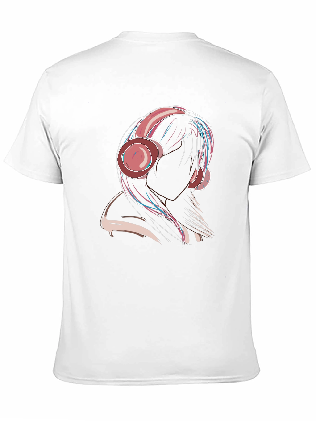Headphone Girl Graphic Tee - Stylish Black T-Shirt