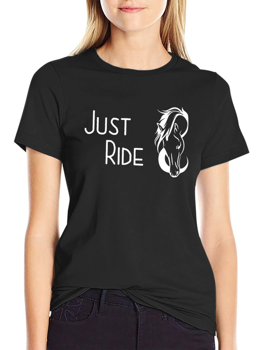 Just Ride Horse Graphic Tee - Black Cotton T-Shirt