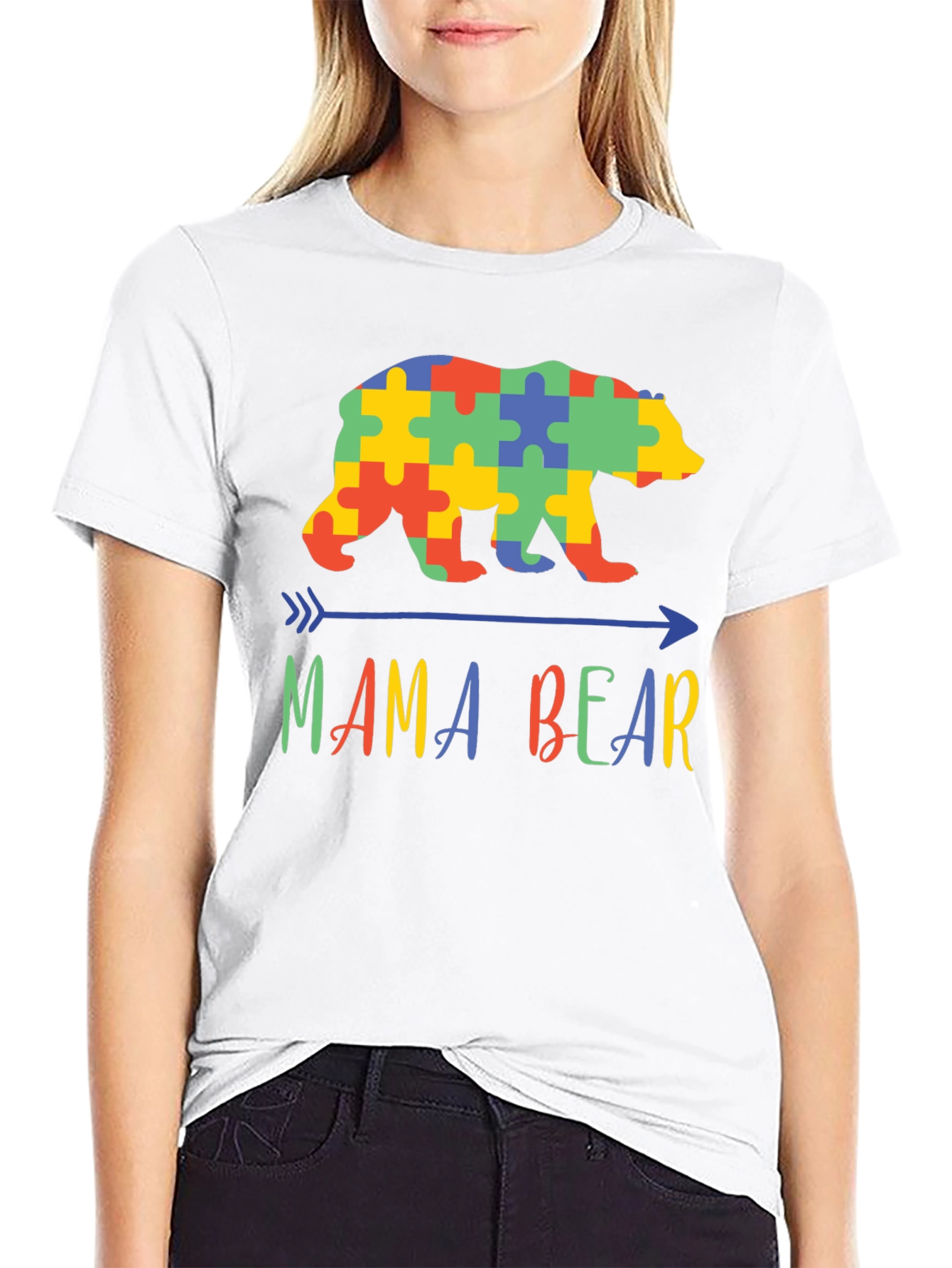 Mama Bear Autism Awareness Puzzle T-Shirt