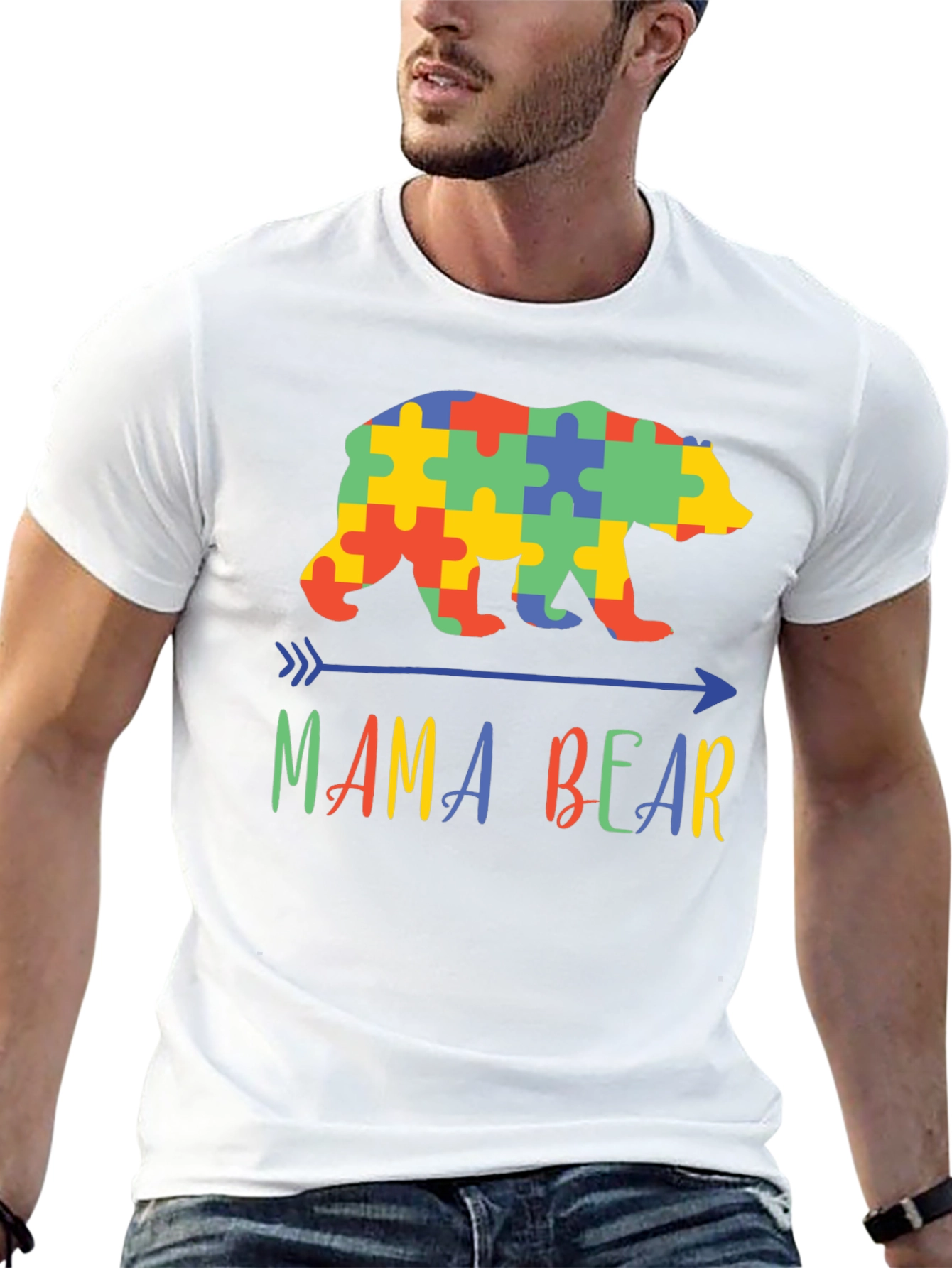 Mama Bear Autism Awareness Puzzle T-Shirt