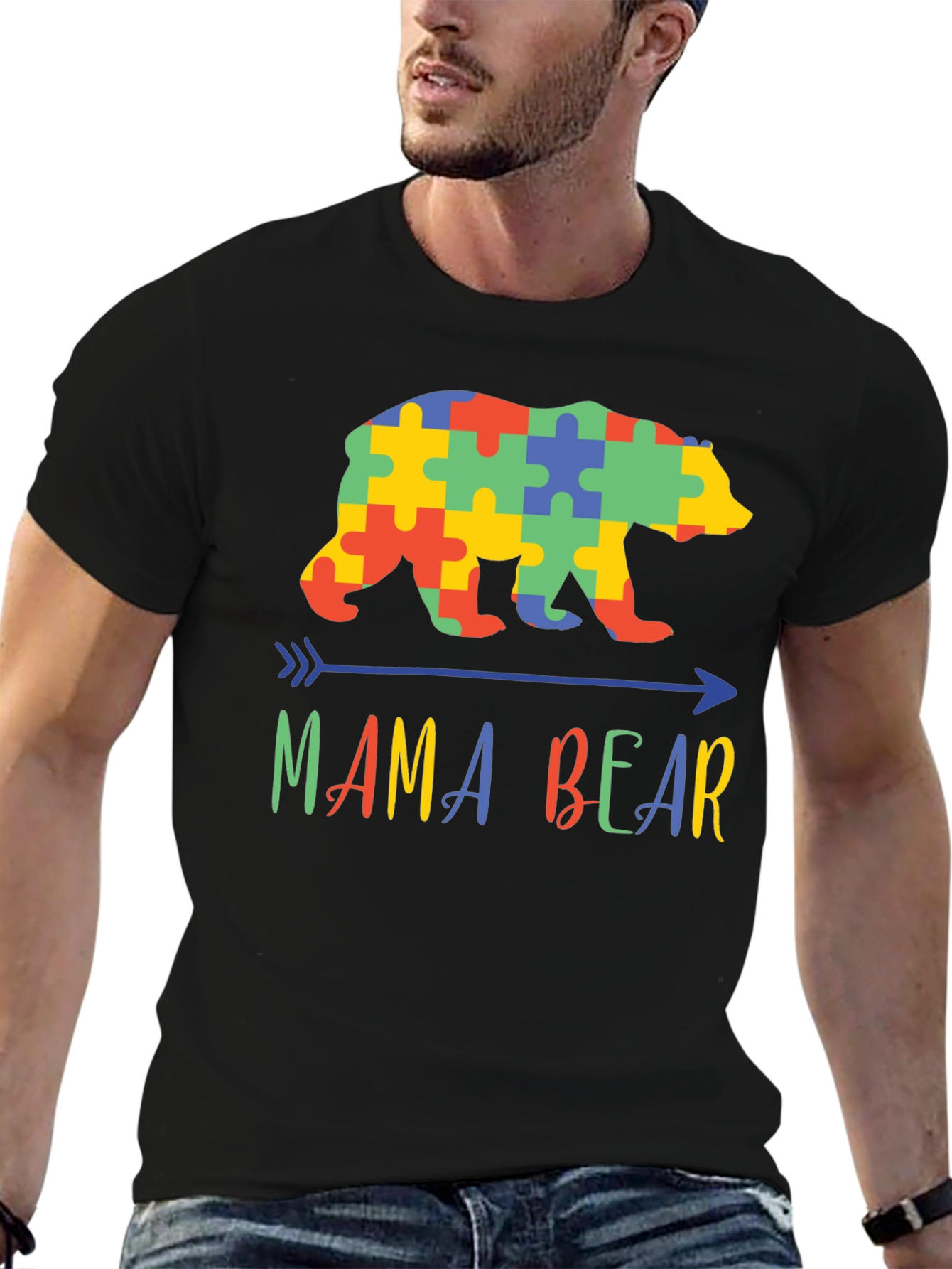 Mama Bear Autism Awareness Puzzle T-Shirt