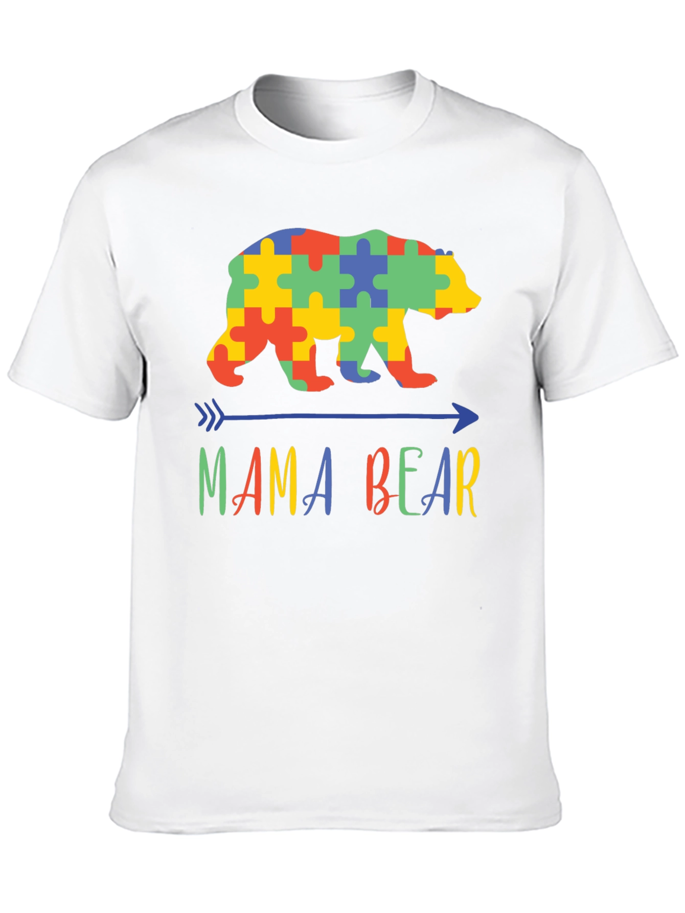 Mama Bear Autism Awareness Puzzle T-Shirt
