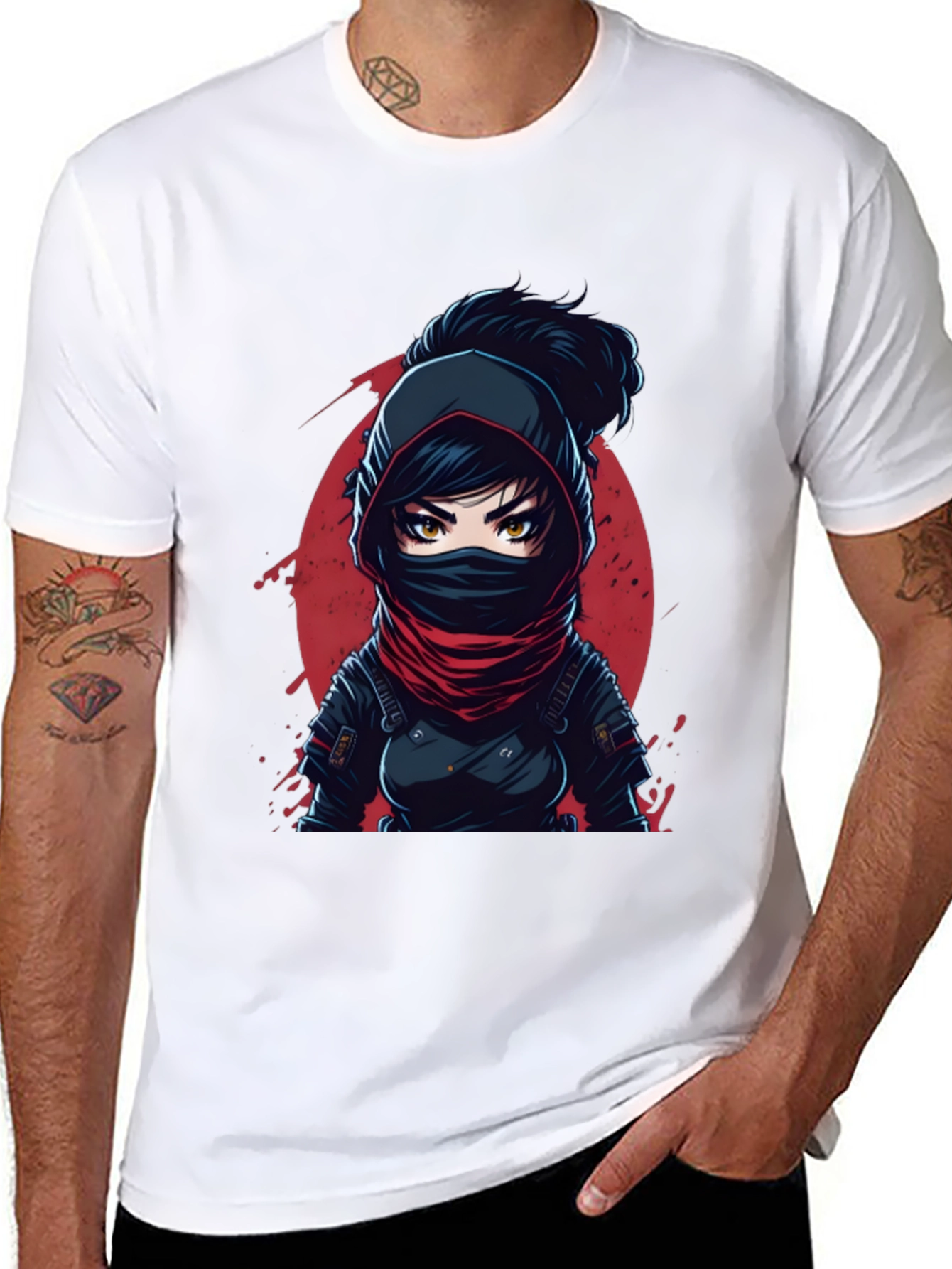 Ninja Anime Graphic Tee - Black