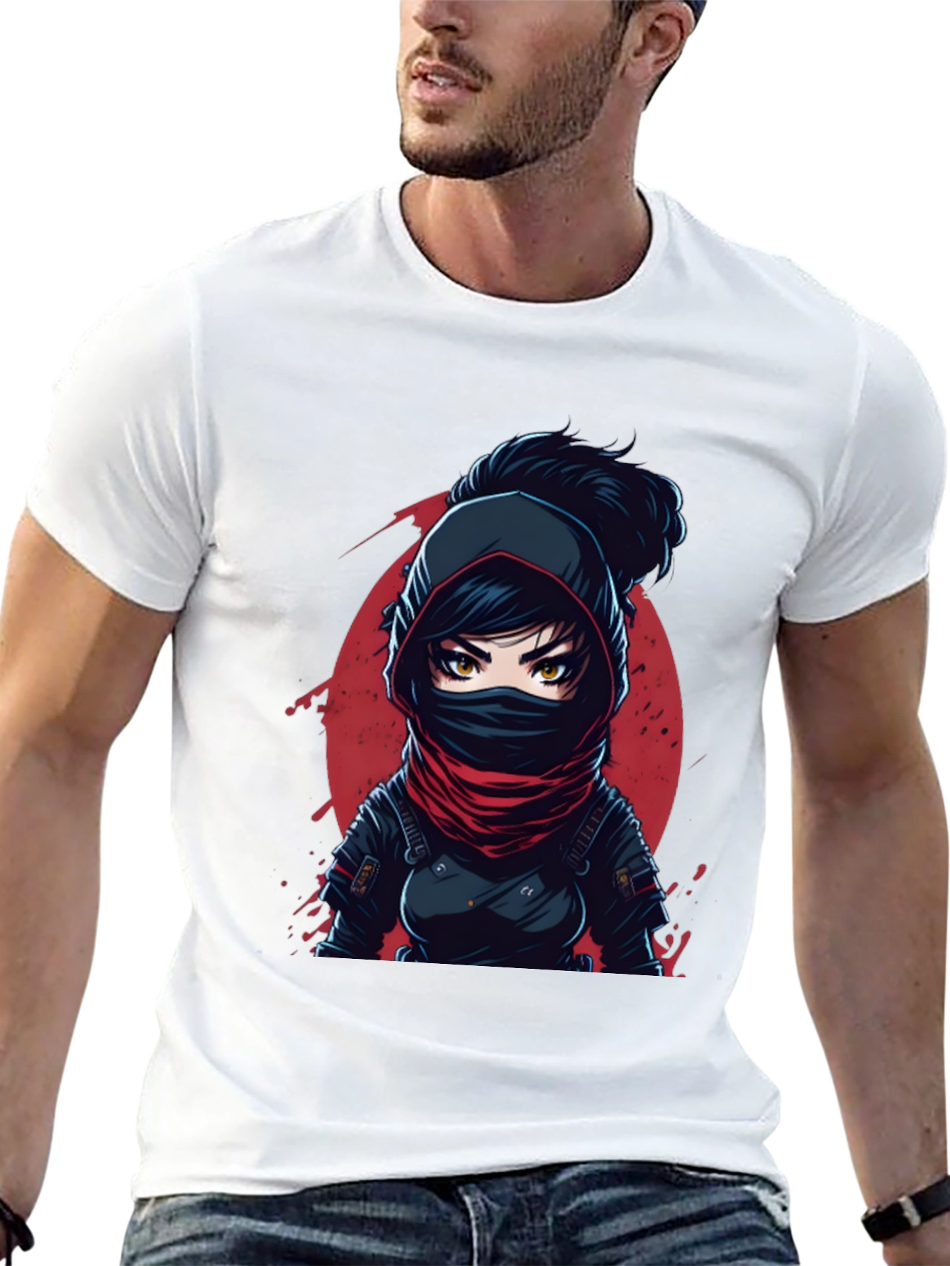 Ninja Anime Graphic Tee - Black