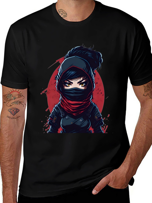 Ninja Anime Graphic Tee - Black