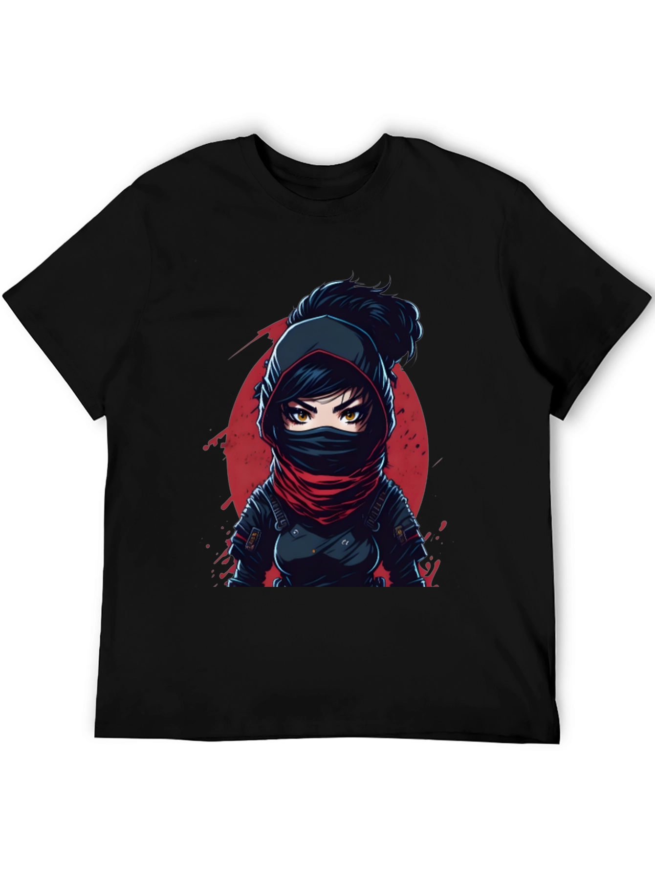Ninja Anime Graphic Tee - Black