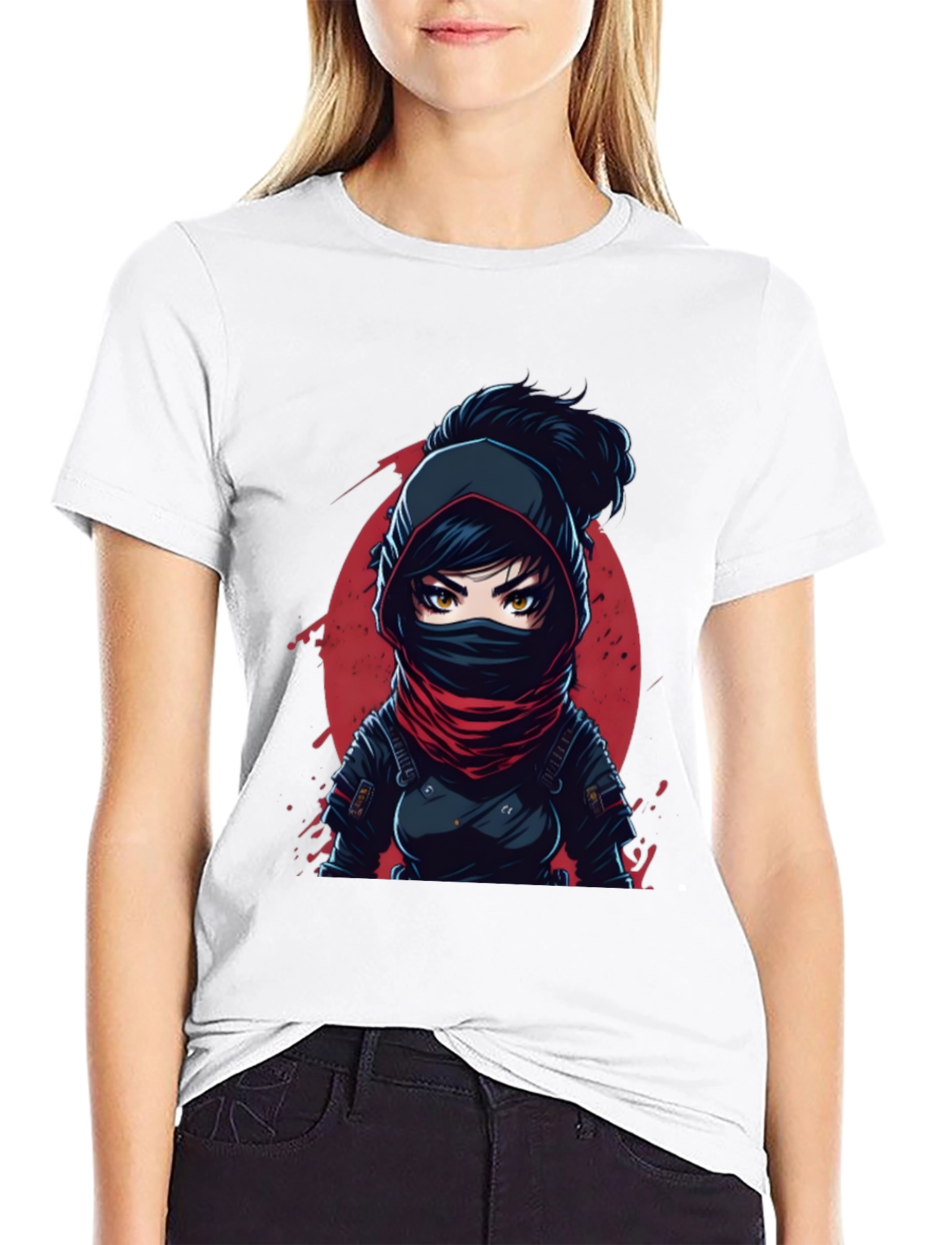 Ninja Anime Graphic Tee - Black