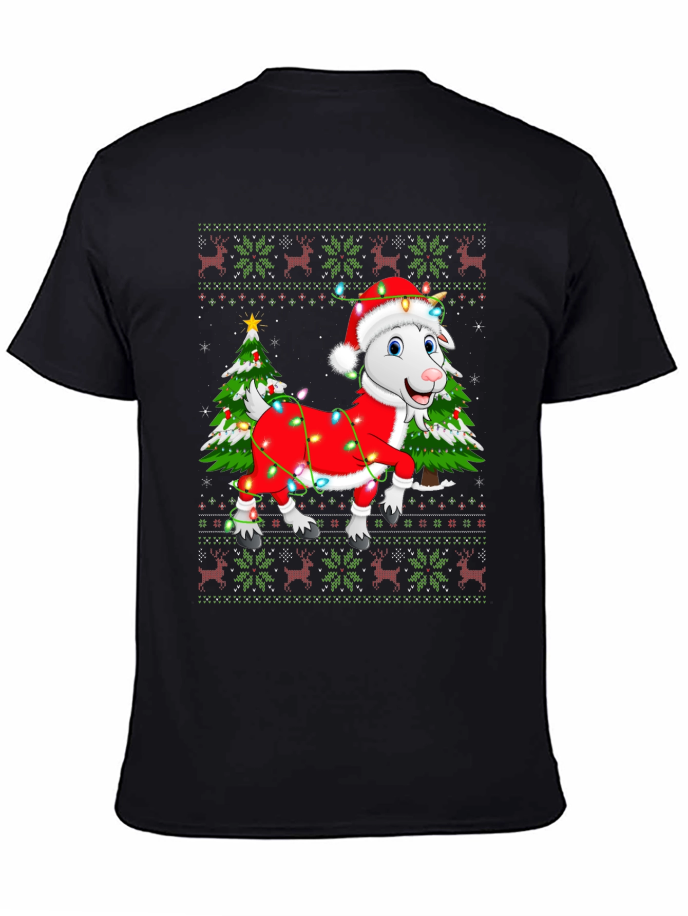 Goat Christmas Lights Ugly Holiday T-Shirt