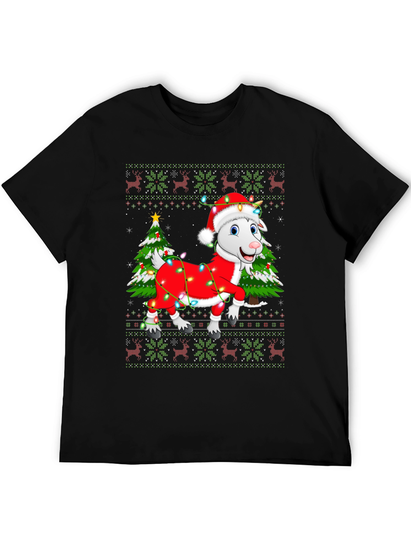 Goat Christmas Lights Ugly Holiday T-Shirt