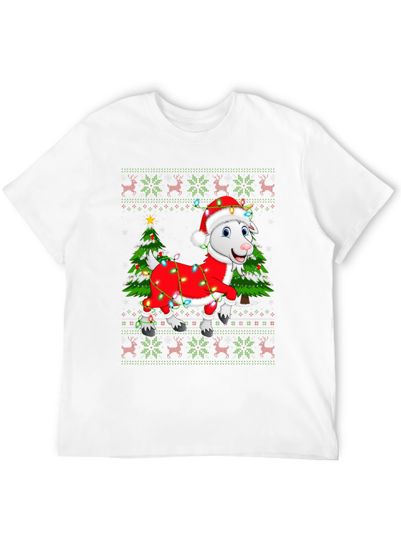 Goat Christmas Lights Ugly Holiday T-Shirt