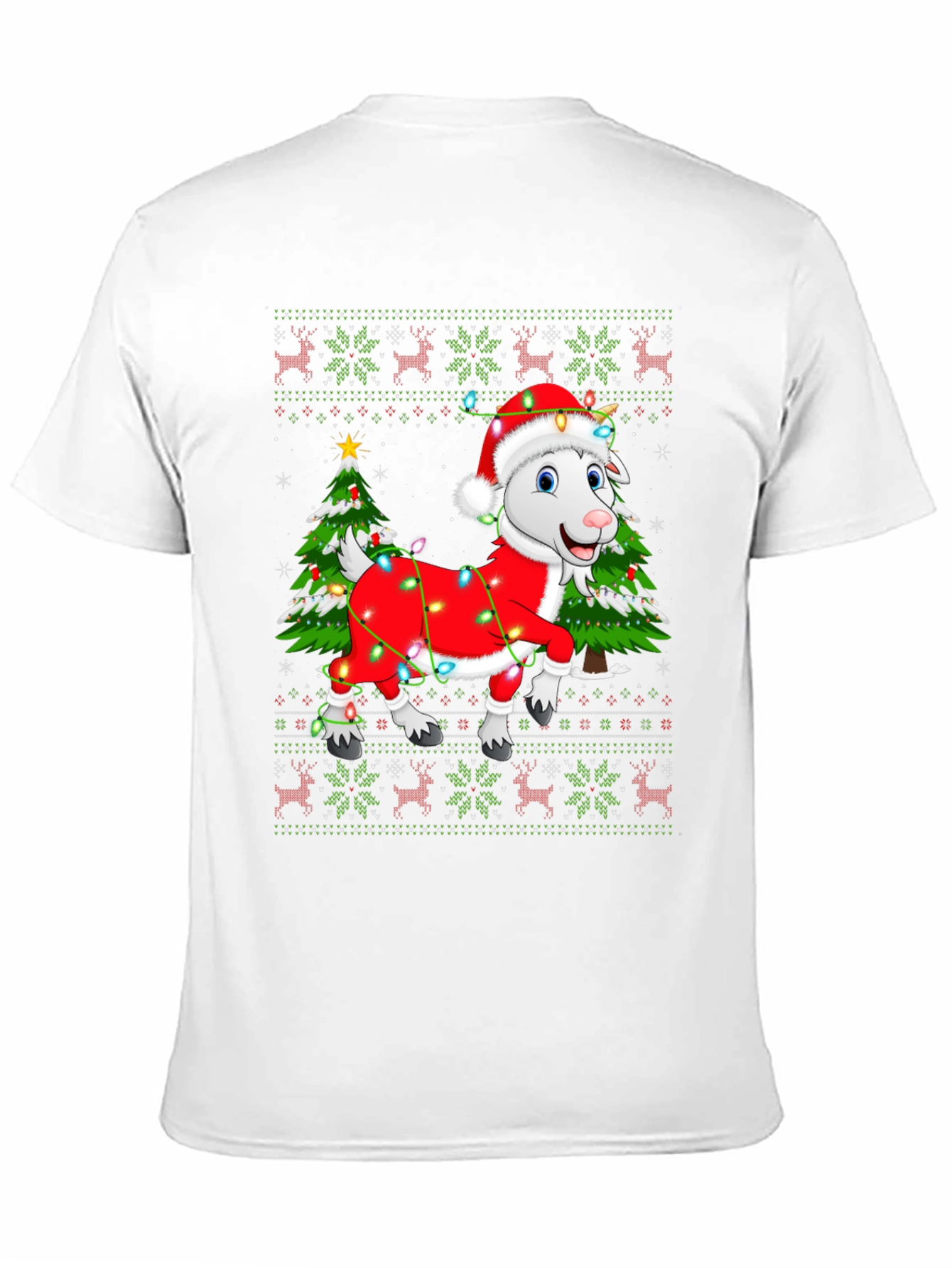 Goat Christmas Lights Ugly Holiday T-Shirt