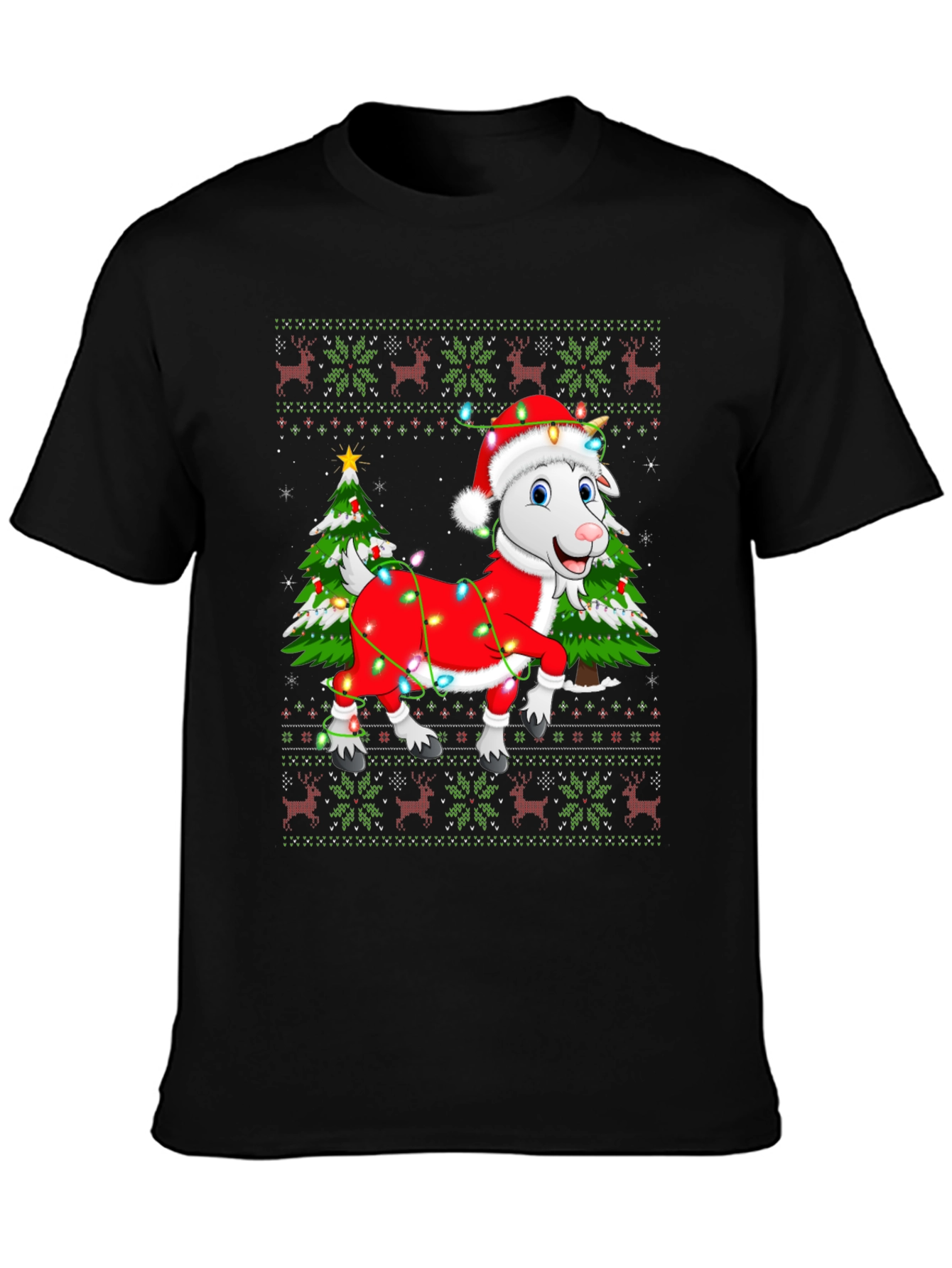 Goat Christmas Lights Ugly Holiday T-Shirt