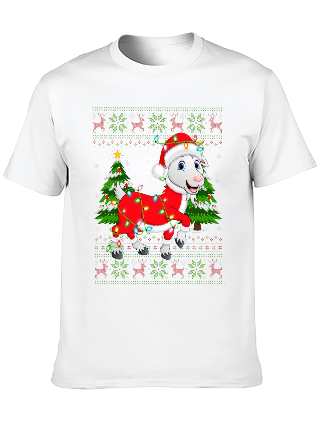 Goat Christmas Lights Ugly Holiday T-Shirt
