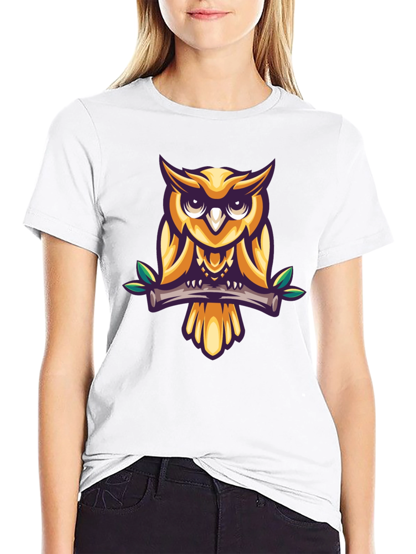 Cool Owl Graphic Print Black T-Shirt