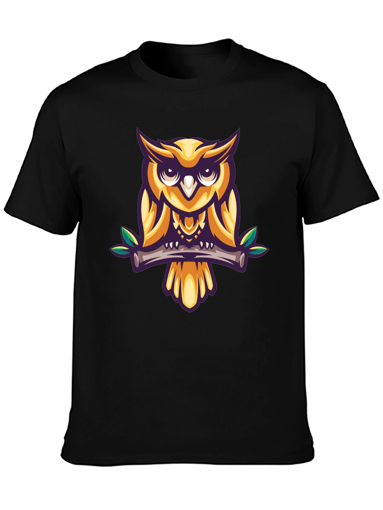 Cool Owl Graphic Print Black T-Shirt
