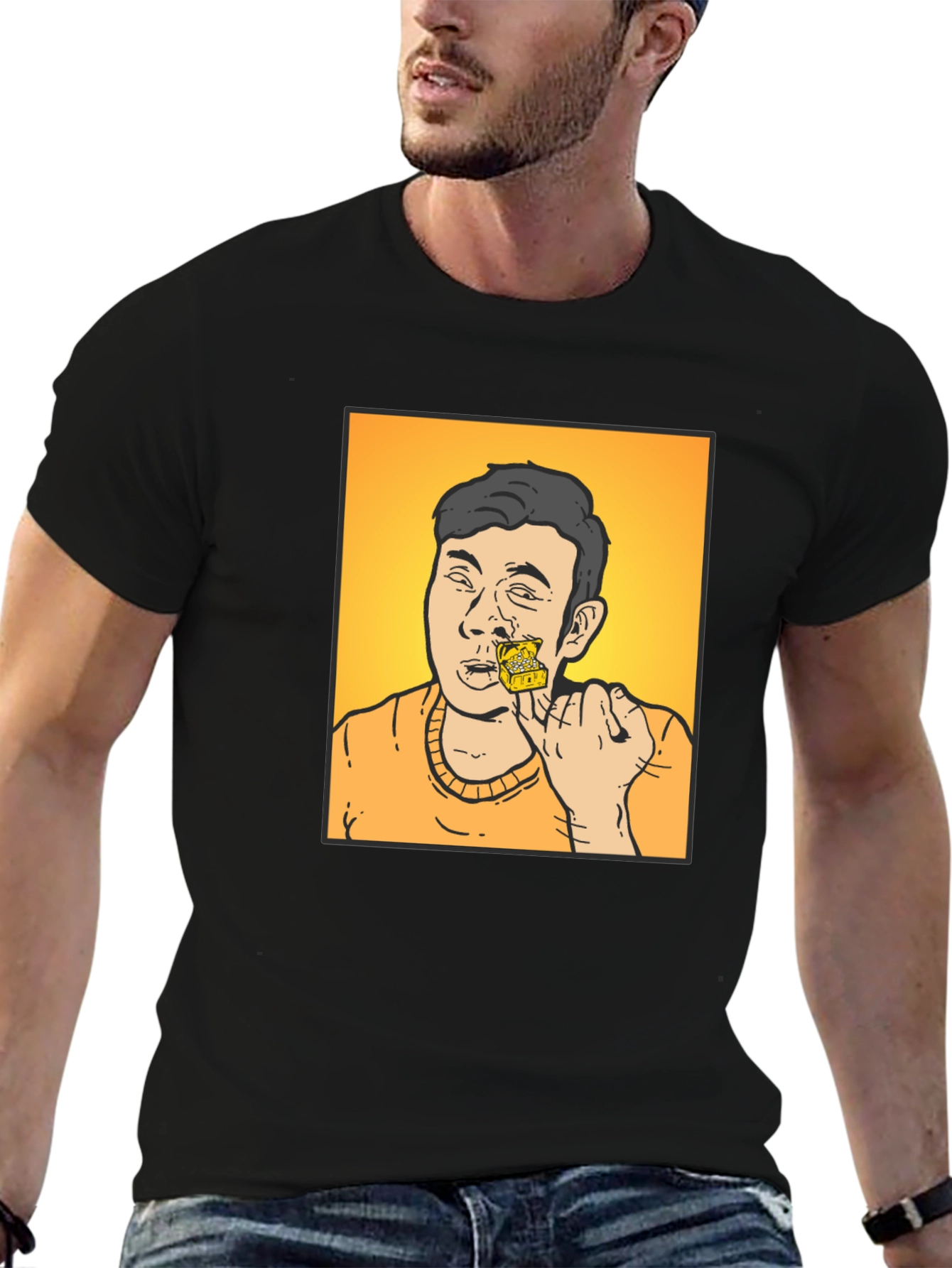 Funny Cartoon T-Shirt - Man with Cheese