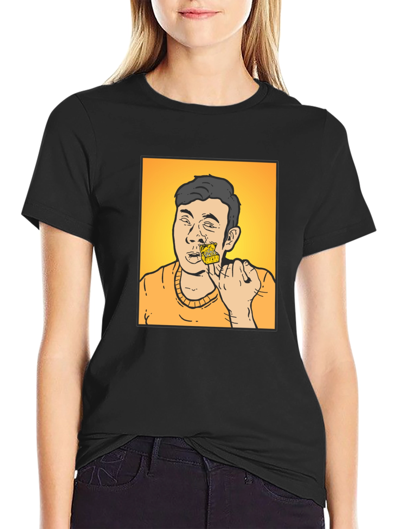 Funny Cartoon T-Shirt - Man with Cheese