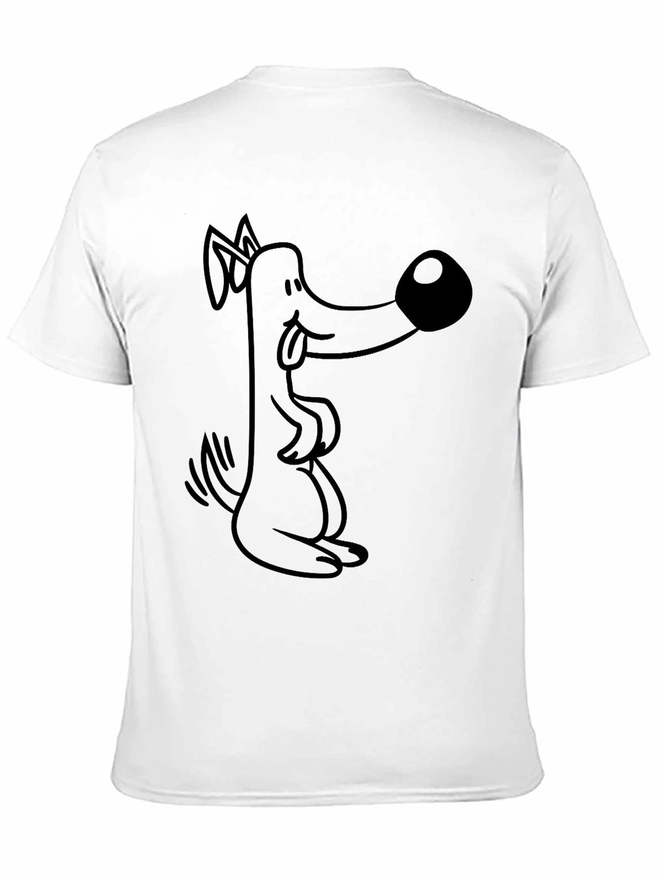 Cartoon Dog Graphic Tee - Black Cotton T-Shirt