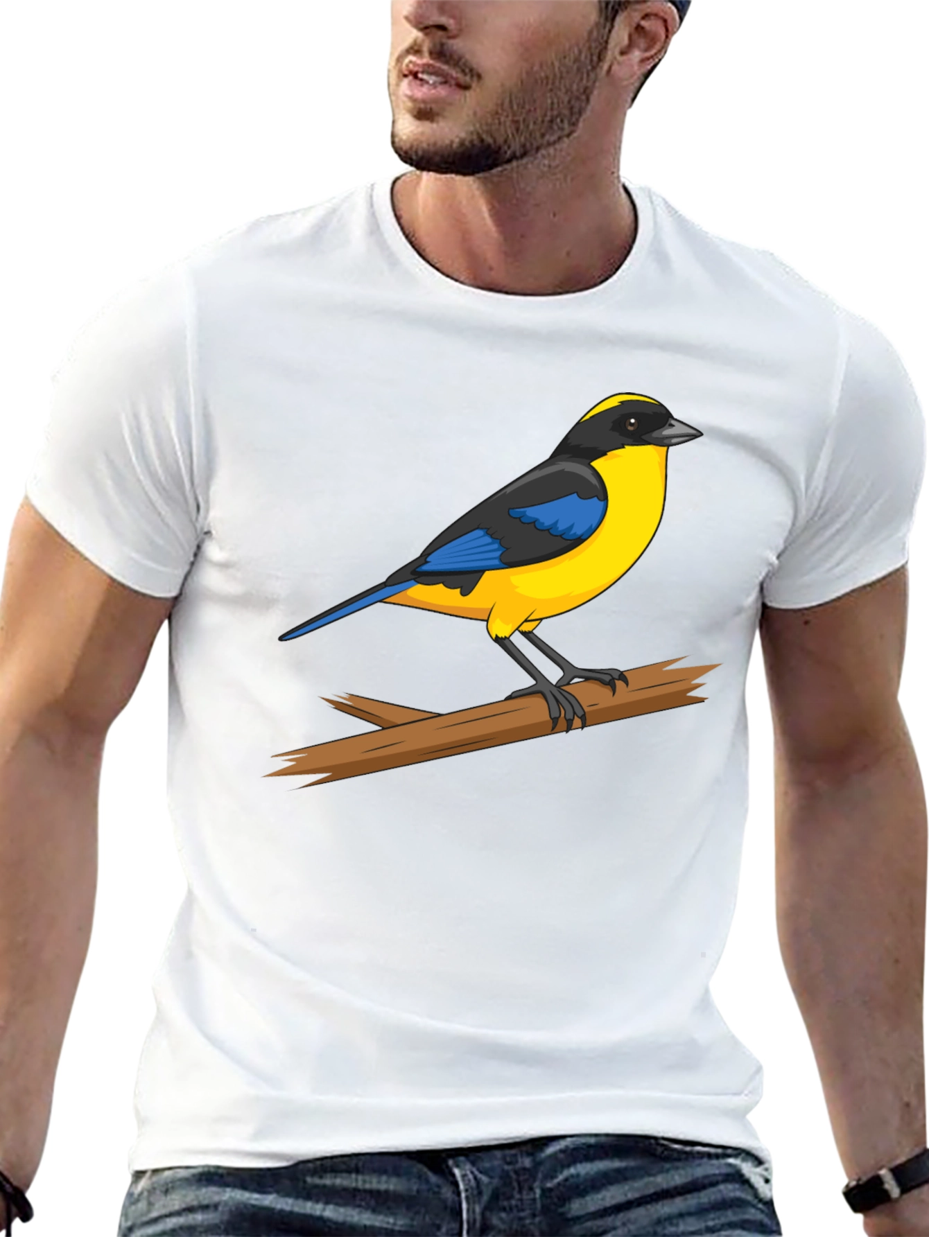Bird on Branch Graphic Black T-Shirt