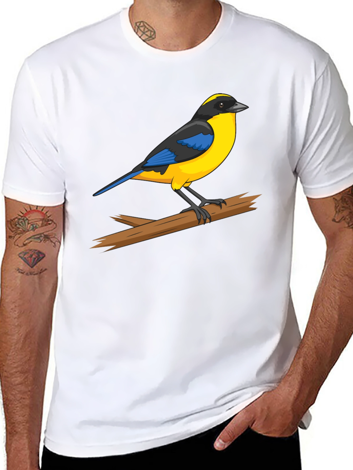 Bird on Branch Graphic Black T-Shirt