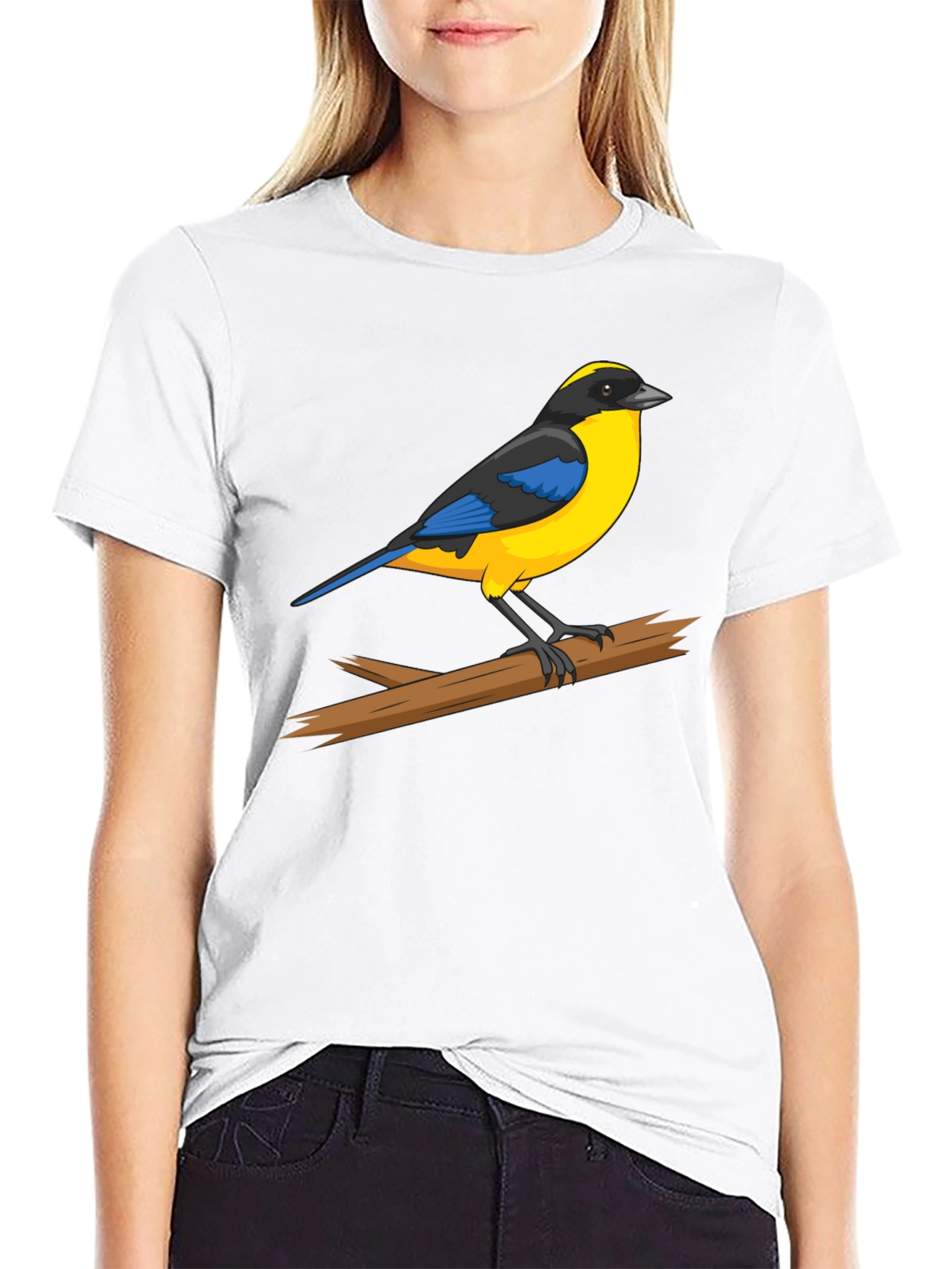 Bird on Branch Graphic Black T-Shirt