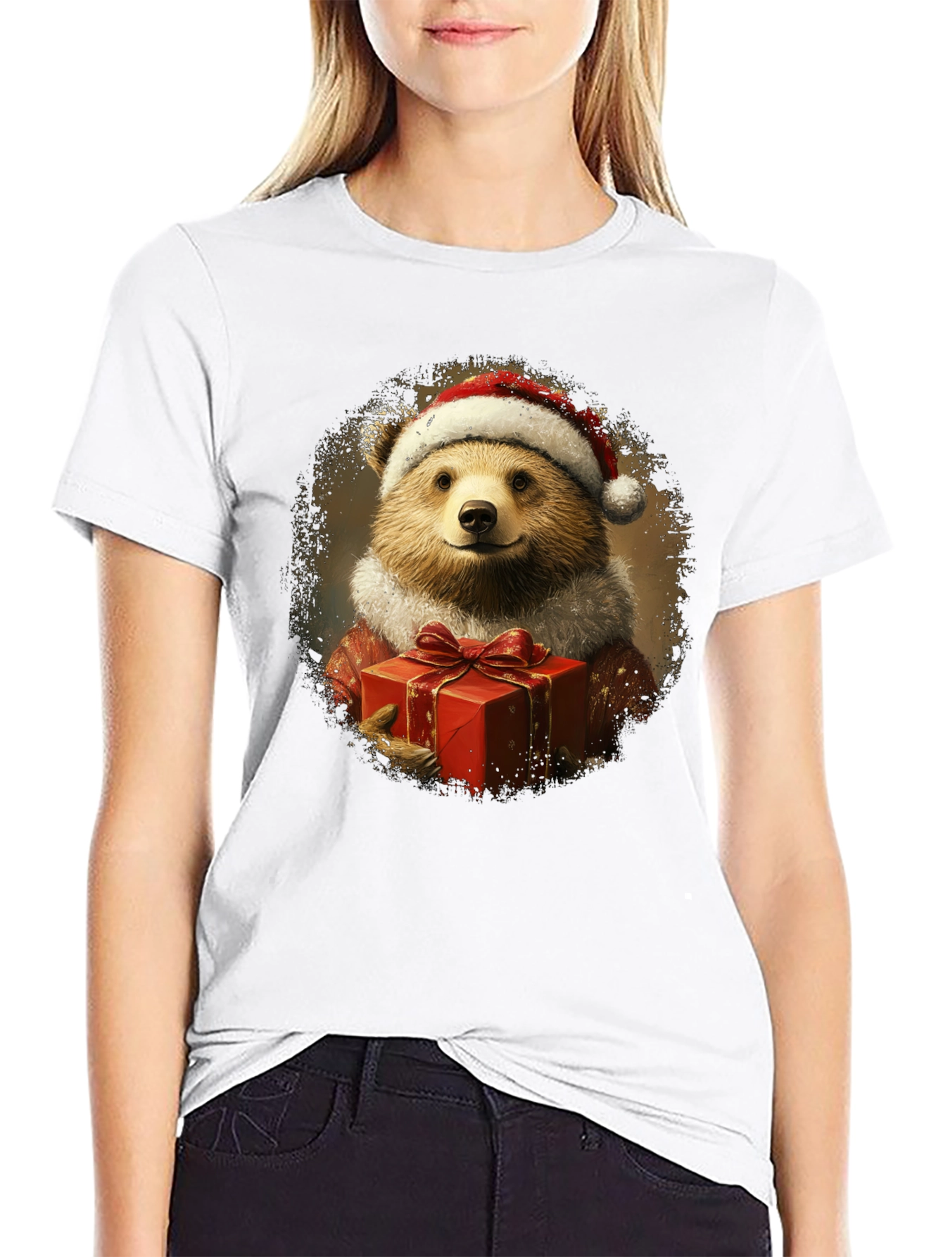Festive Bear Graphic Tee - Holiday Gift