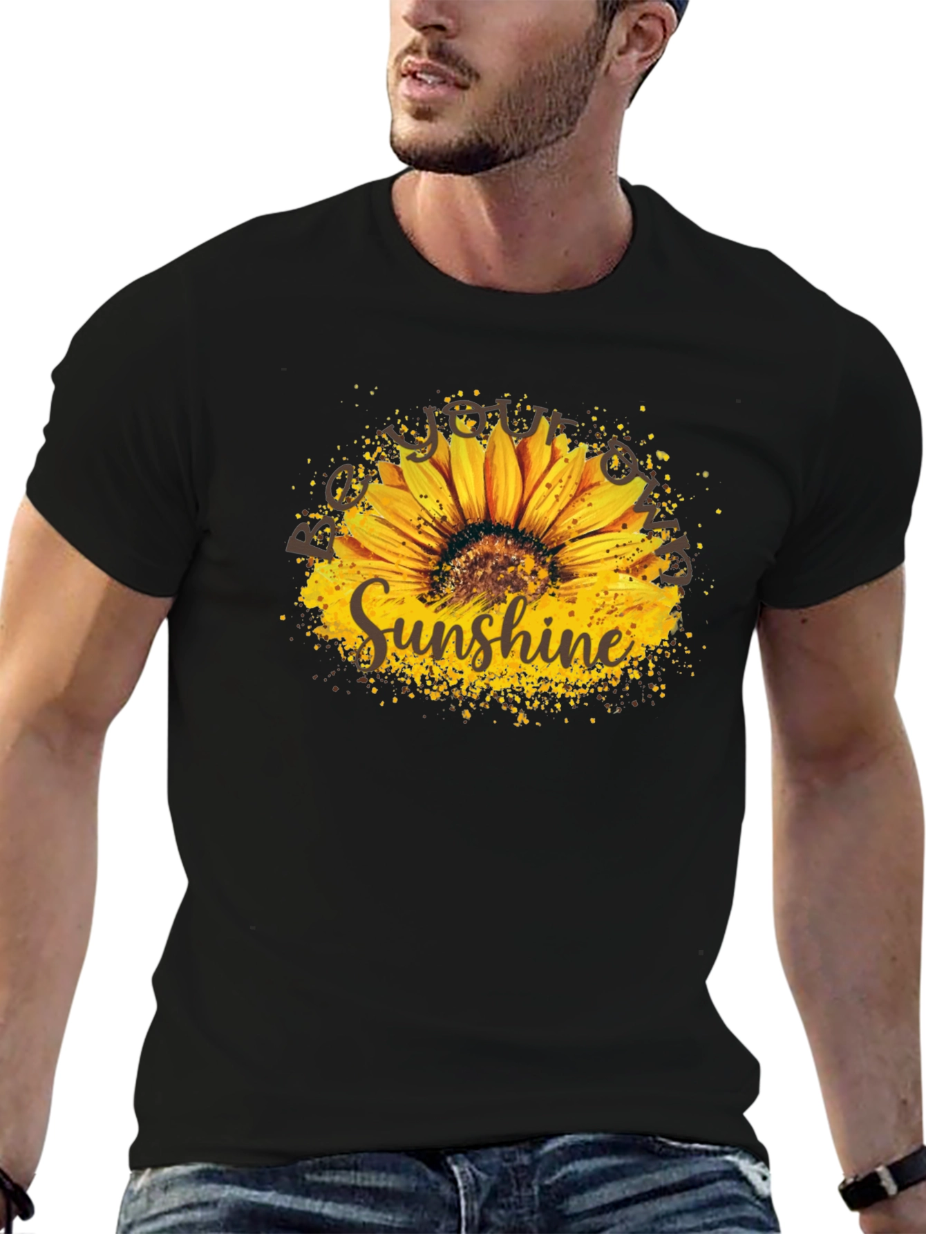 Sunshine Sunflower Graphic Tee - Stylish Black T-Shirt