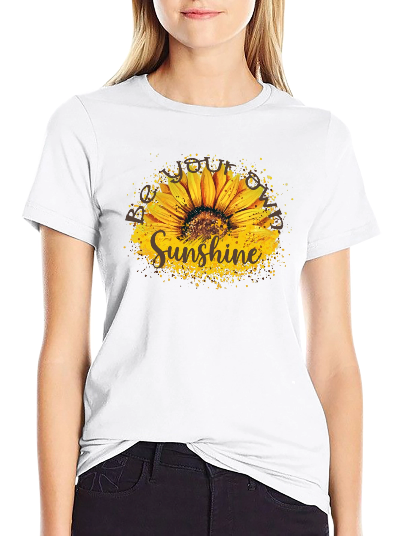 Sunshine Sunflower Graphic Tee - Stylish Black T-Shirt