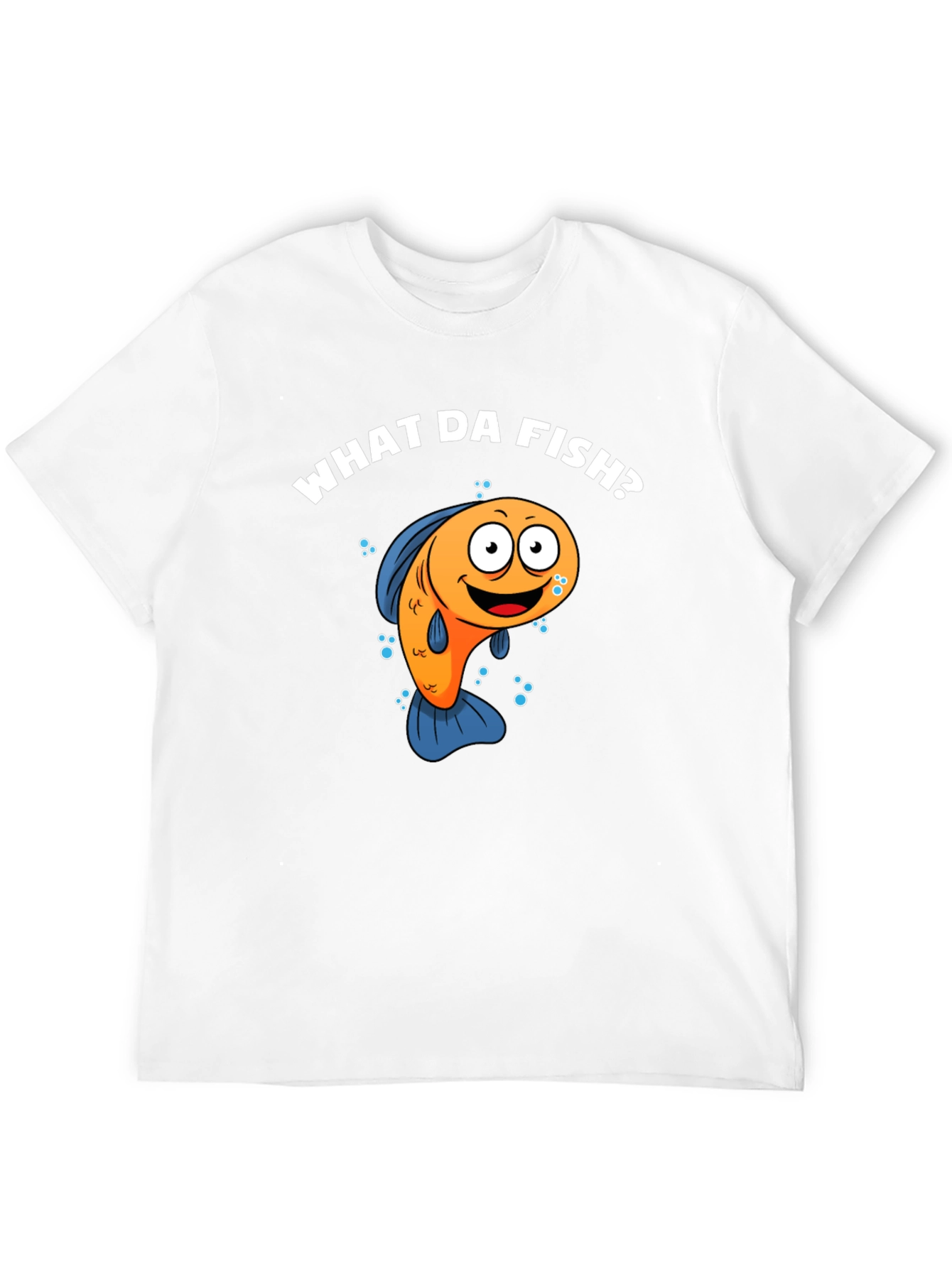 Funny What Da Fish? Cartoon Black T-Shirt