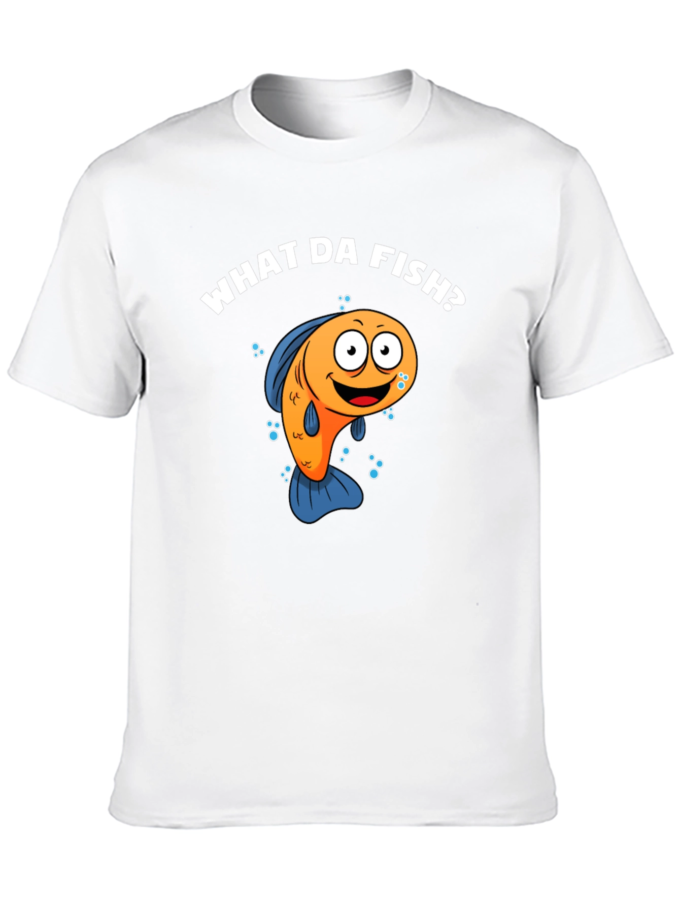 Funny What Da Fish? Cartoon Black T-Shirt