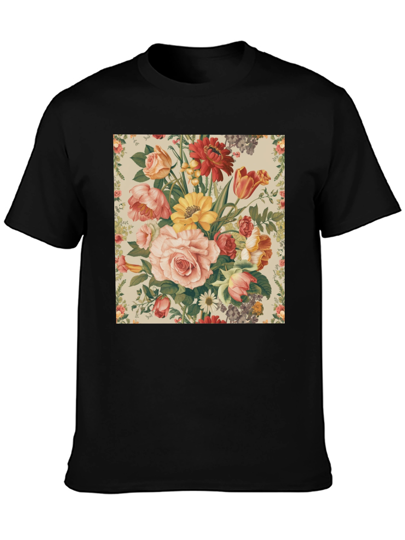 Floral Print T-Shirt - Botanical Garden Design