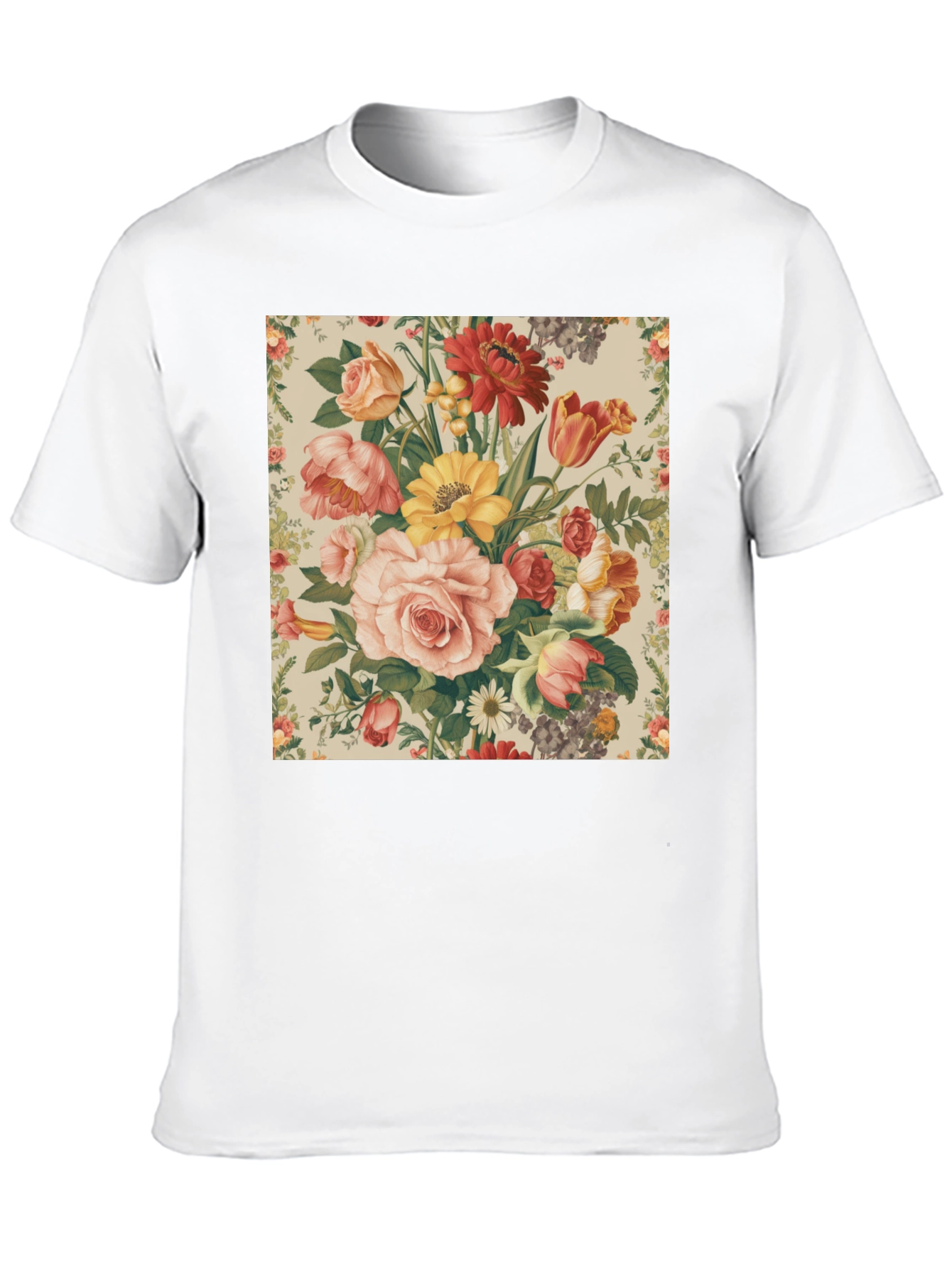 Floral Print T-Shirt - Botanical Garden Design