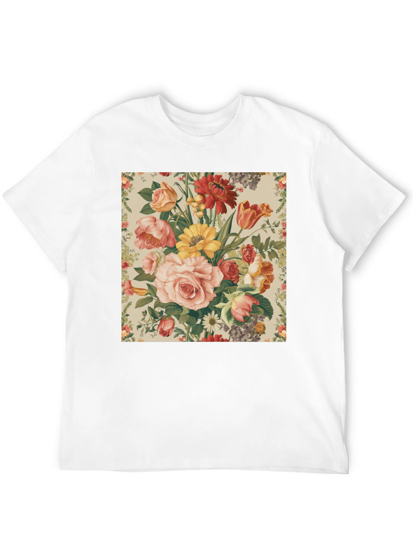 Floral Print T-Shirt - Botanical Garden Design