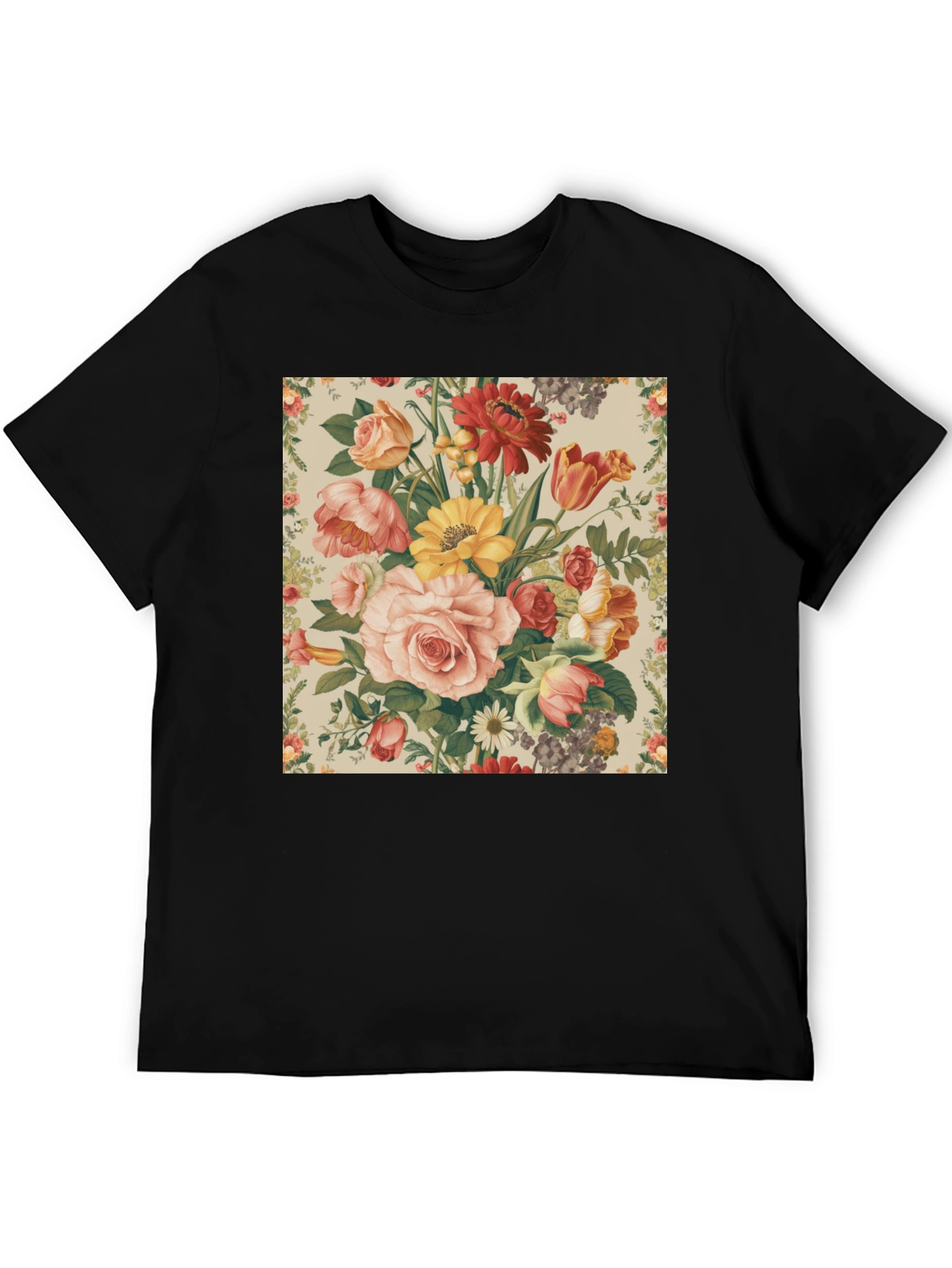 Floral Print T-Shirt - Botanical Garden Design