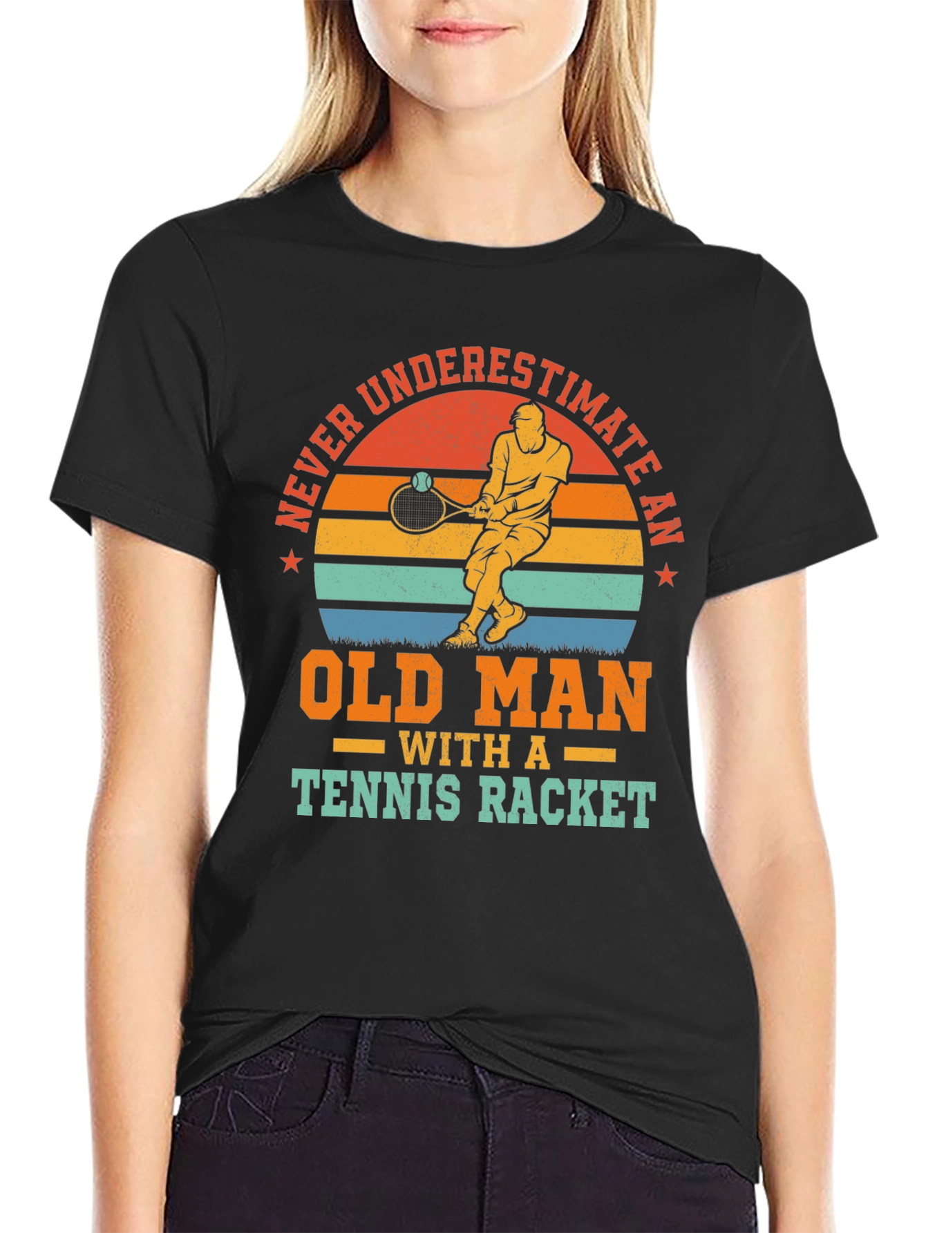 Old Man Tennis Racket T-Shirt